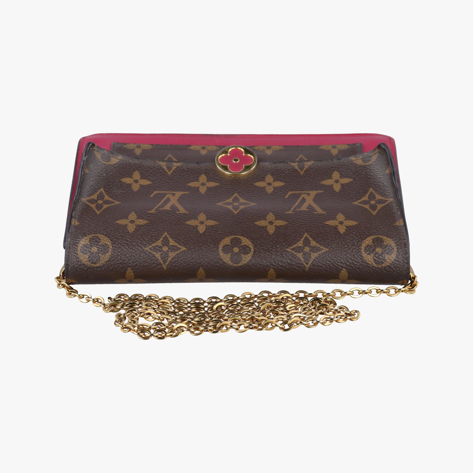Portefeuille FLORE Chain brown×FUCHSIA Monogram Canvas×calf leather M69578 SP0189ポルトフォイユ フロール チェーン モノグラム/ブラウン×フューシャ モノグラムキャンバス×カーフレザー M69578 SP0189