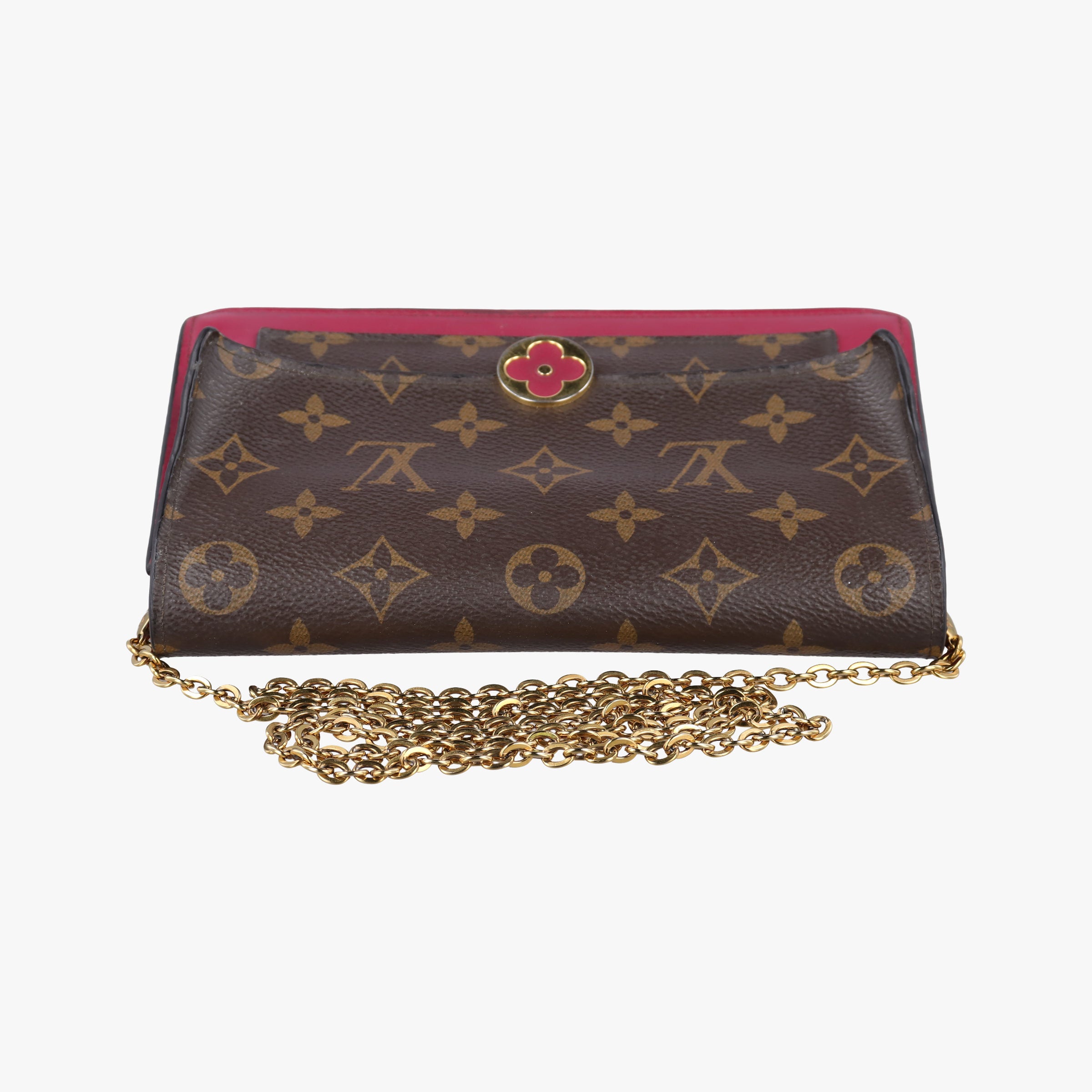 Portefeuille FLORE Chain brown×FUCHSIA Monogram Canvas×calf leather M69578 SP0189ポルトフォイユ フロール チェーン モノグラム/ブラウン×フューシャ モノグラムキャンバス×カーフレザー M69578 SP0189