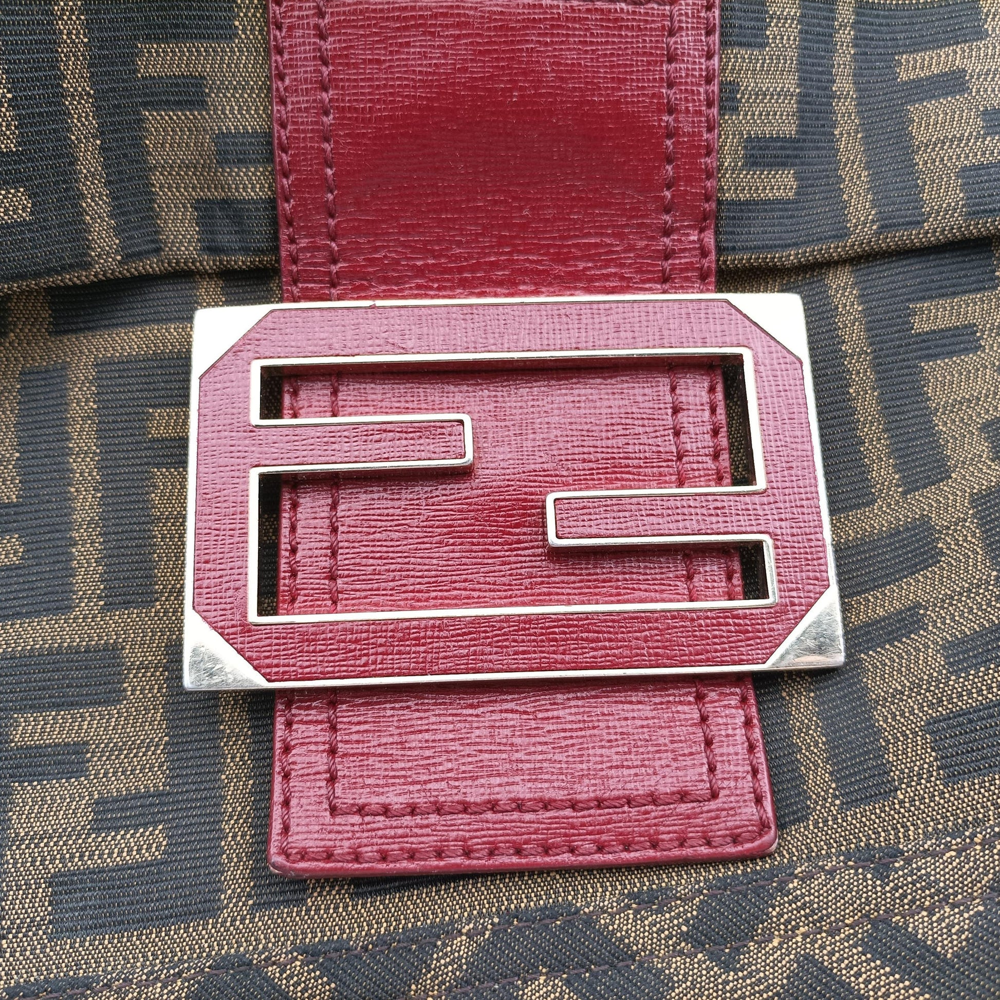 Baguette Zucchino Brown × Red canvas×leather 8BT180 8BT180-FQ8 119-2566マンマバケット ズッキーノ柄 ブラウン × レッド キャンバス×レザー 8BT180 8BT180-FQ8 119-2566