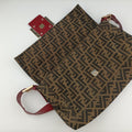 Baguette Zucchino Brown × Red canvas×leather 8BT180 8BT180-FQ8 119-2566マンマバケット ズッキーノ柄 ブラウン × レッド キャンバス×レザー 8BT180 8BT180-FQ8 119-2566