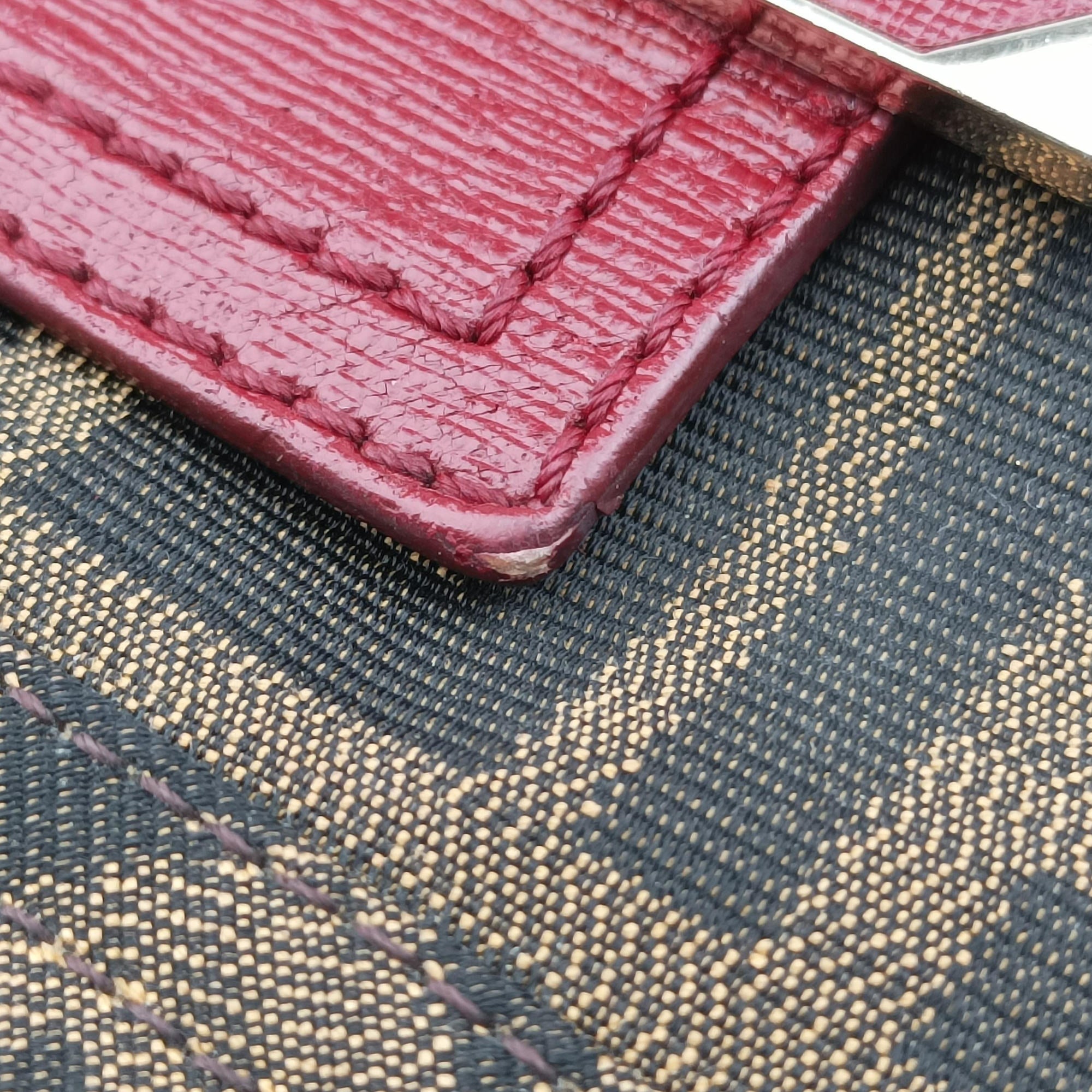 Baguette Zucchino Brown × Red canvas×leather 8BT180 8BT180-FQ8 119-2566マンマバケット ズッキーノ柄 ブラウン × レッド キャンバス×レザー 8BT180 8BT180-FQ8 119-2566