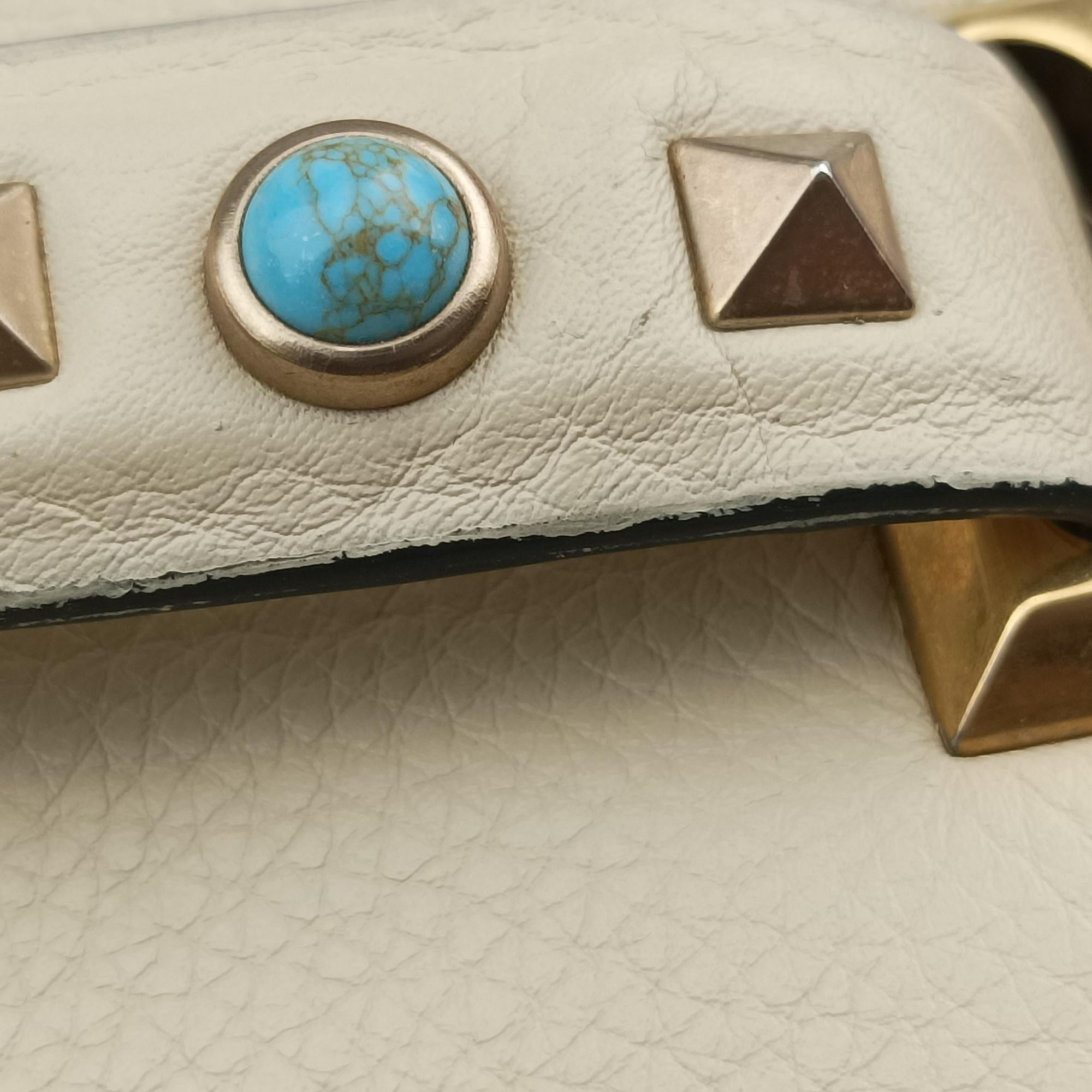 My Rockstud Rolling Flap Top Handle White Leather BL-K997VQ20マイ ロックスタッズ ローリング ホワイト レザー BL-K997VQ20