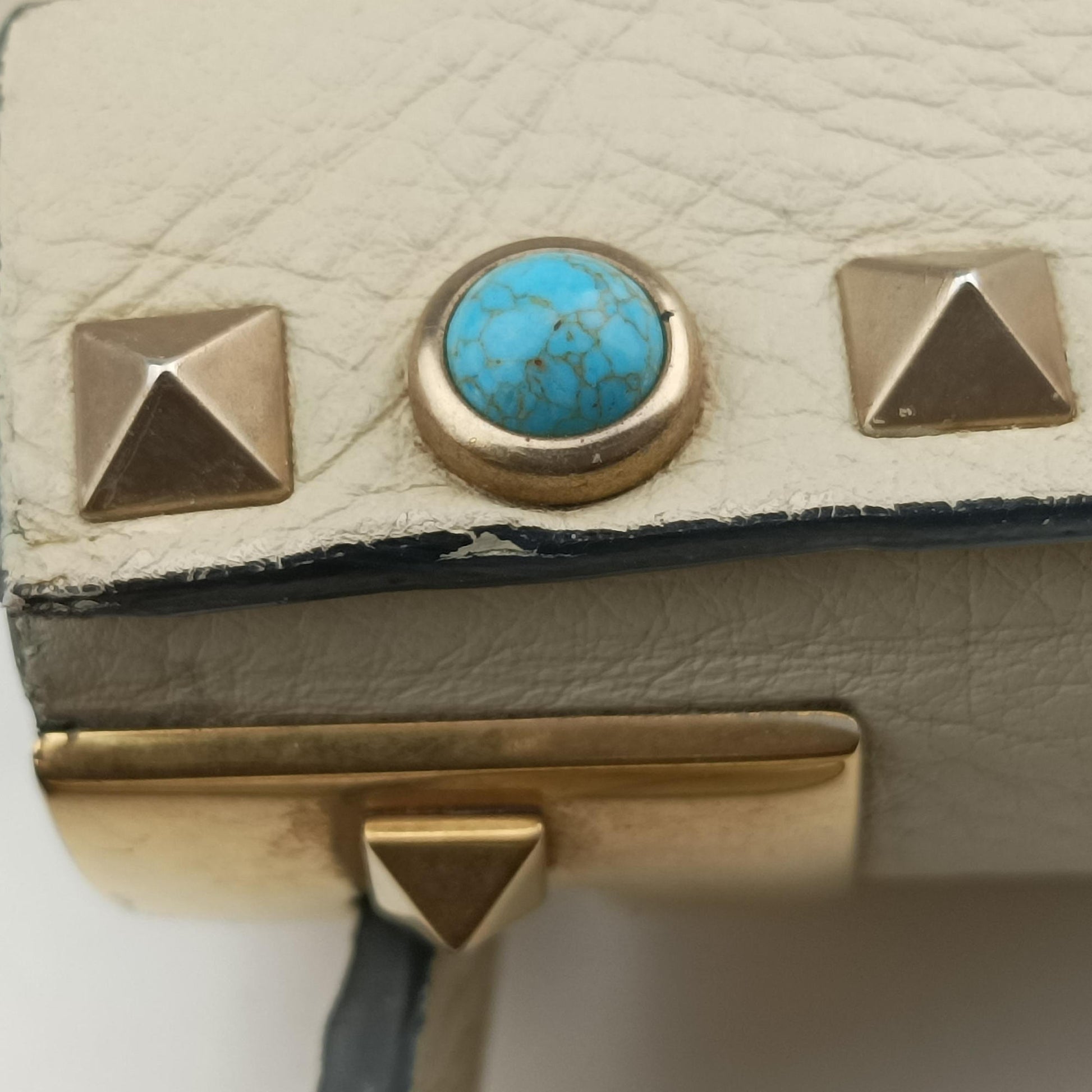 My Rockstud Rolling Flap Top Handle White Leather BL-K997VQ20マイ ロックスタッズ ローリング ホワイト レザー BL-K997VQ20