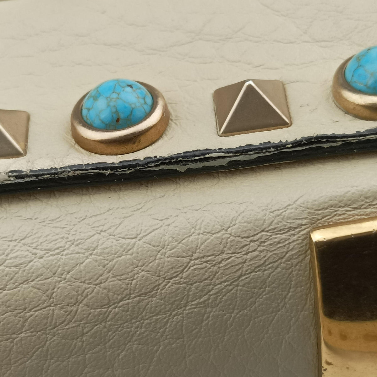 My Rockstud Rolling Flap Top Handle White Leather BL-K997VQ20マイ ロックスタッズ ローリング ホワイト レザー BL-K997VQ20