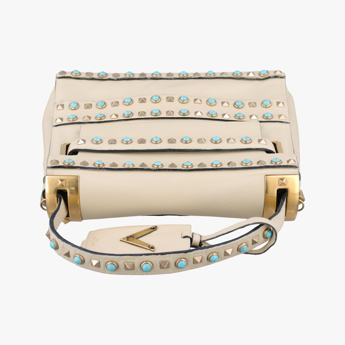My Rockstud Rolling Flap Top Handle White Leather BL-K997VQ20マイ ロックスタッズ ローリング ホワイト レザー BL-K997VQ20