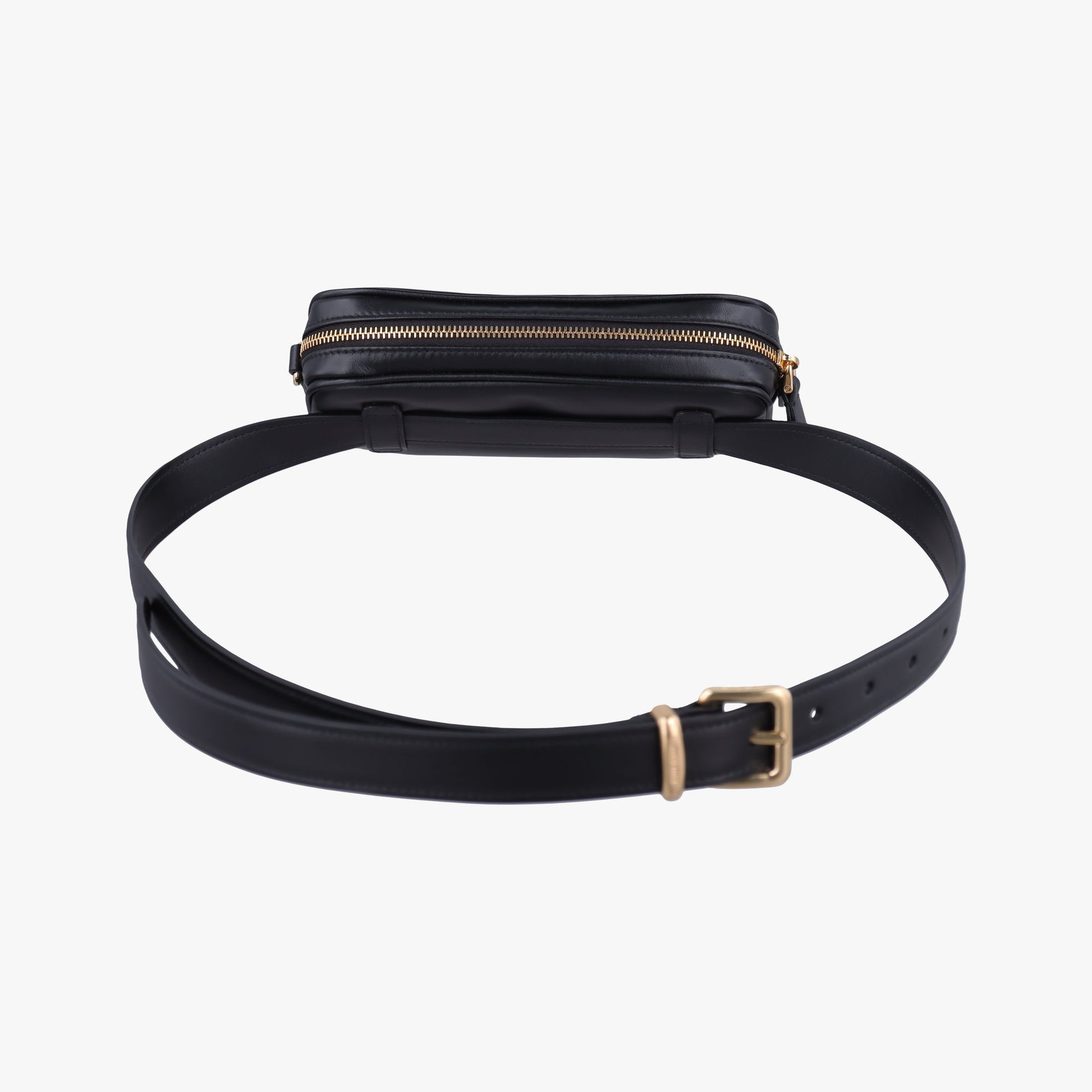Logo belt Black leather DNP104ロゴベルト ブラック レザー DNP104