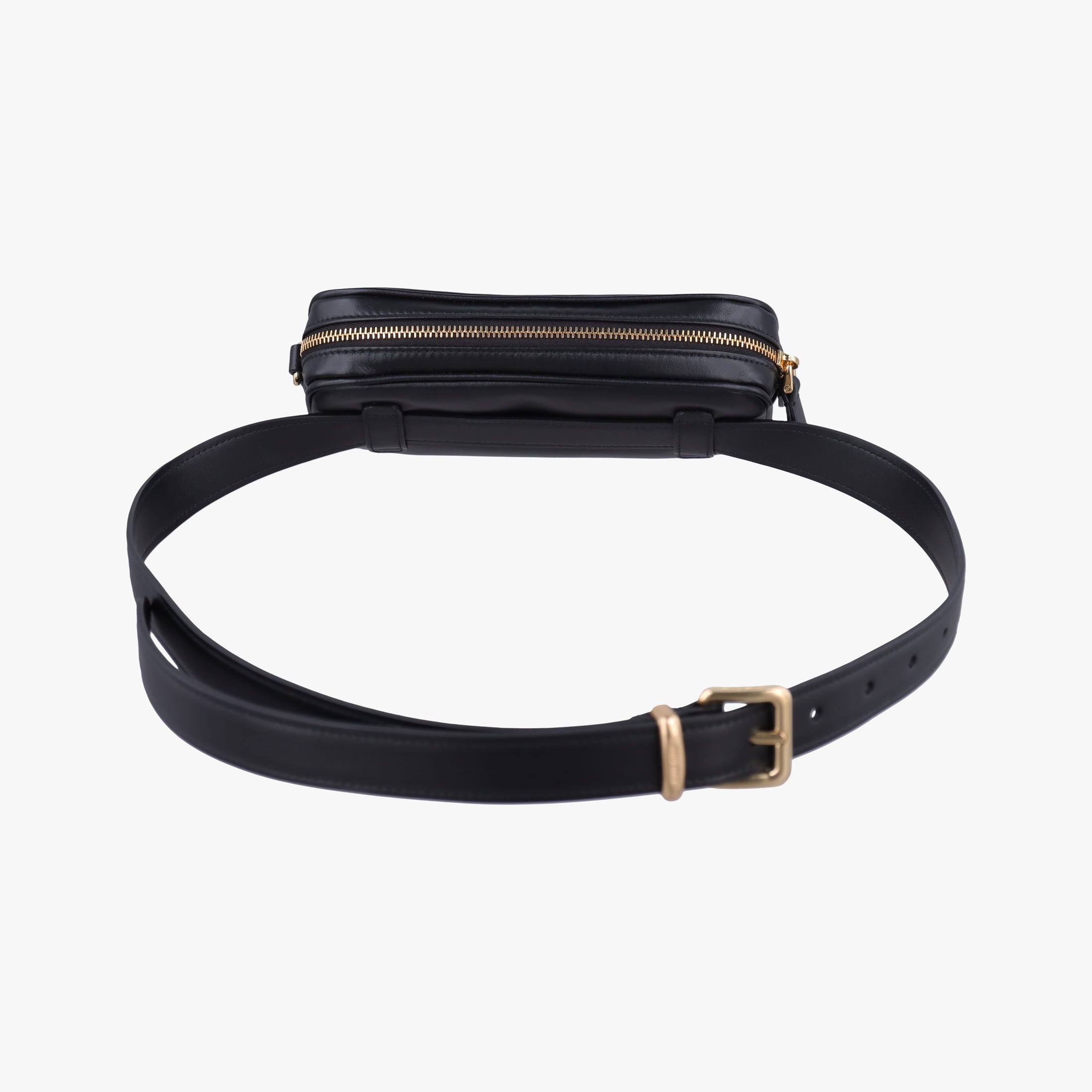 Logo belt Black leather DNP104ロゴベルト ブラック レザー DNP104