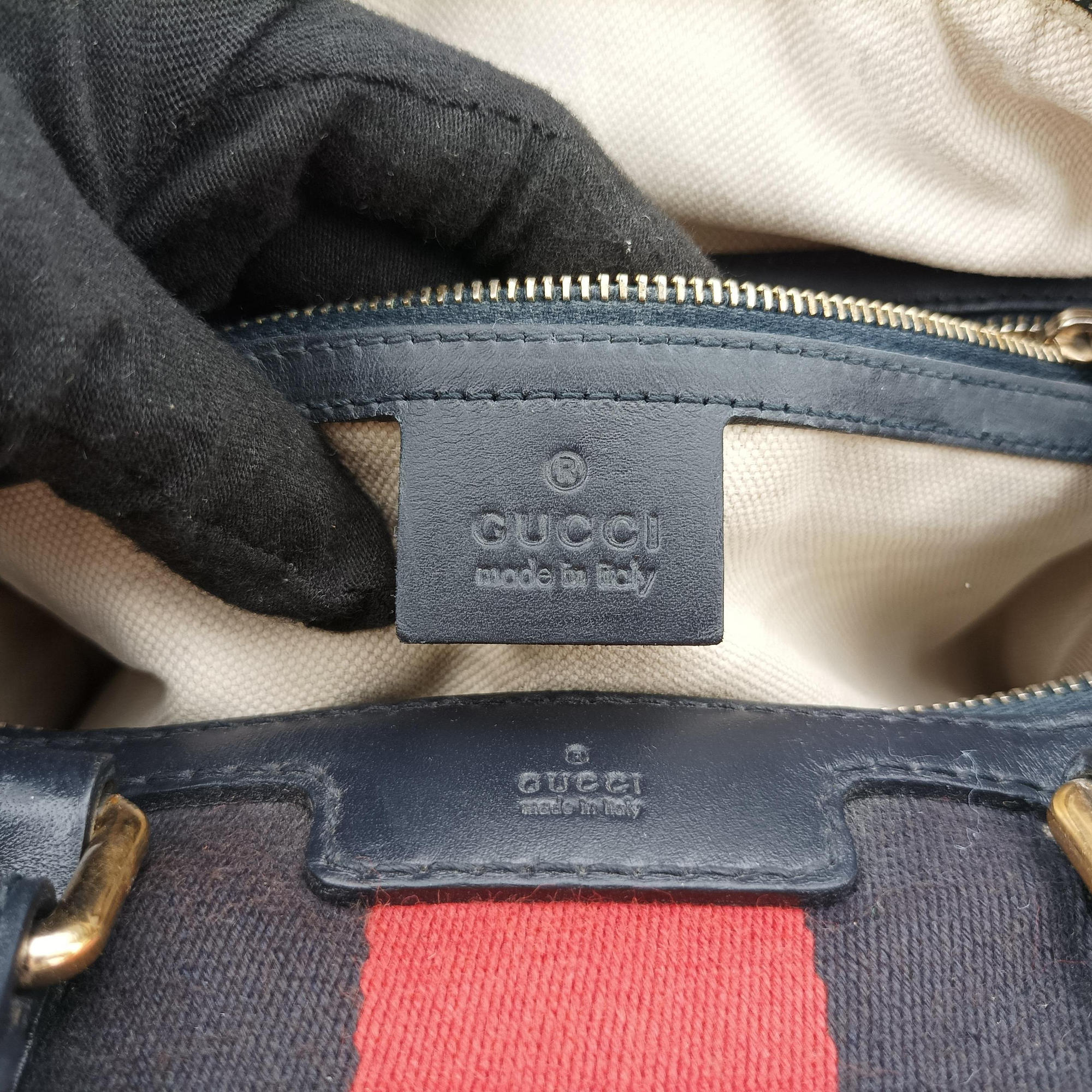 Sherry Line Navy×red×beige canvas×leather 247205 F010191317シェリーライン ネイビー×レッド×ベージュ キャンバス×レザー 247205 F010191317