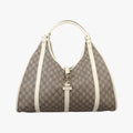 New Jackie Brown×White PVC coated canvas×Leather 203493 G6563133ニュージャッキー ブラウン×ホワイト PVCコーティングキャンバス×レザー 203493 G6563133
