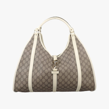New Jackie Brown×White PVC coated canvas×Leather 203493 G6563133ニュージャッキー ブラウン×ホワイト PVCコーティングキャンバス×レザー 203493 G6563133