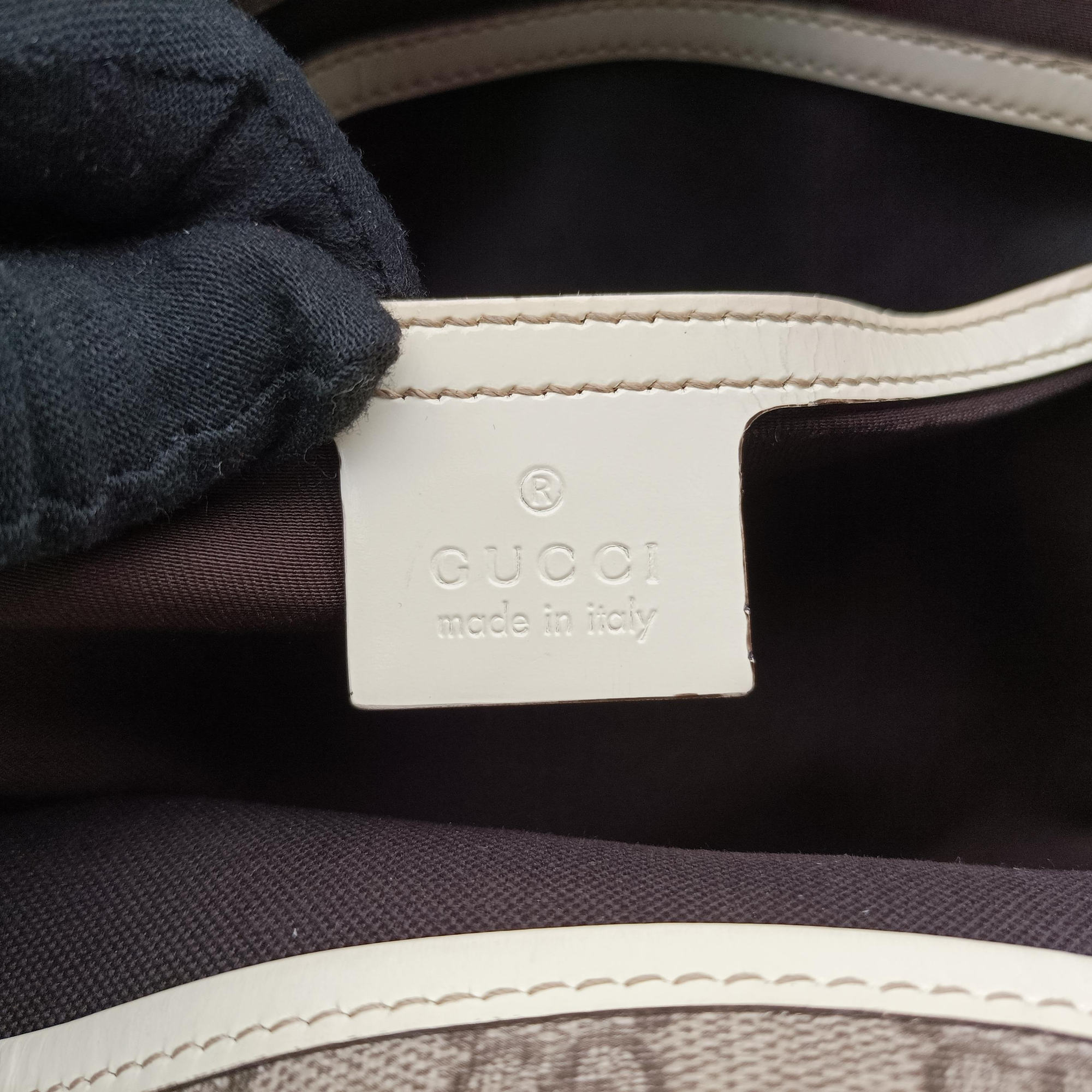 New Jackie Brown×White PVC coated canvas×Leather 203493 G6563133ニュージャッキー ブラウン×ホワイト PVCコーティングキャンバス×レザー 203493 G6563133