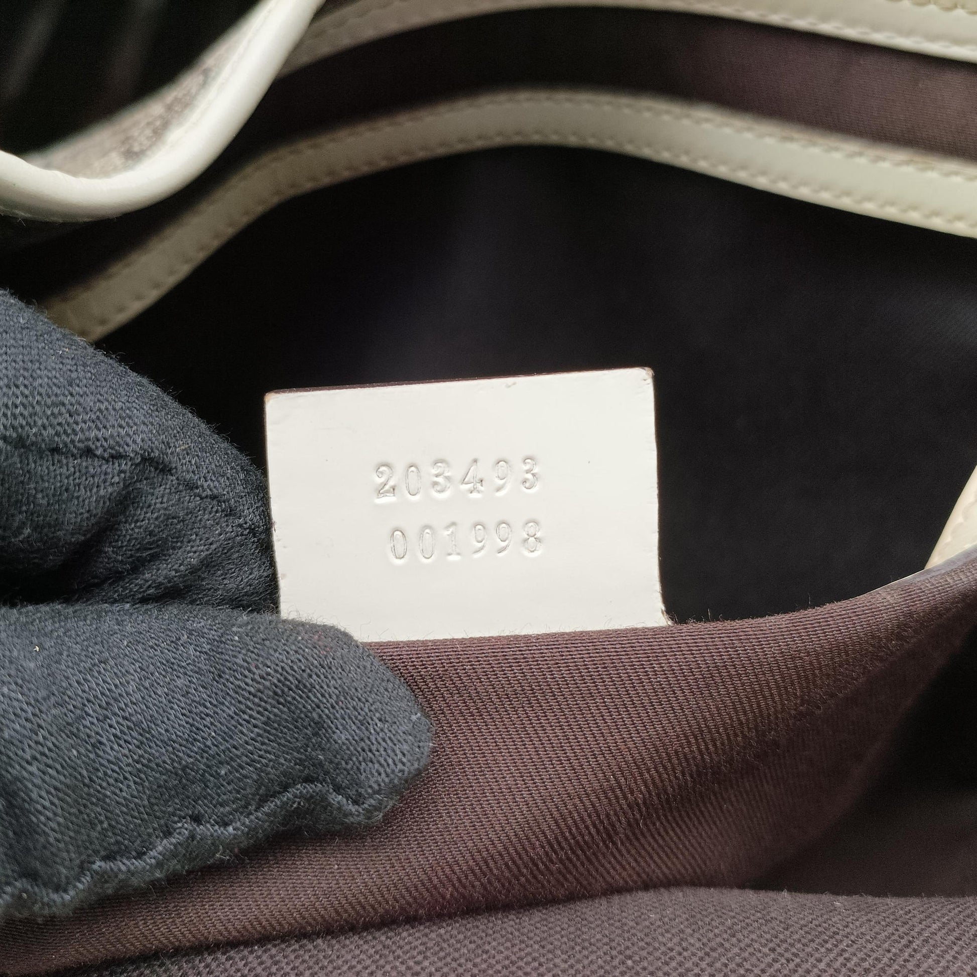 New Jackie Brown×White PVC coated canvas×Leather 203493 G6563133ニュージャッキー ブラウン×ホワイト PVCコーティングキャンバス×レザー 203493 G6563133