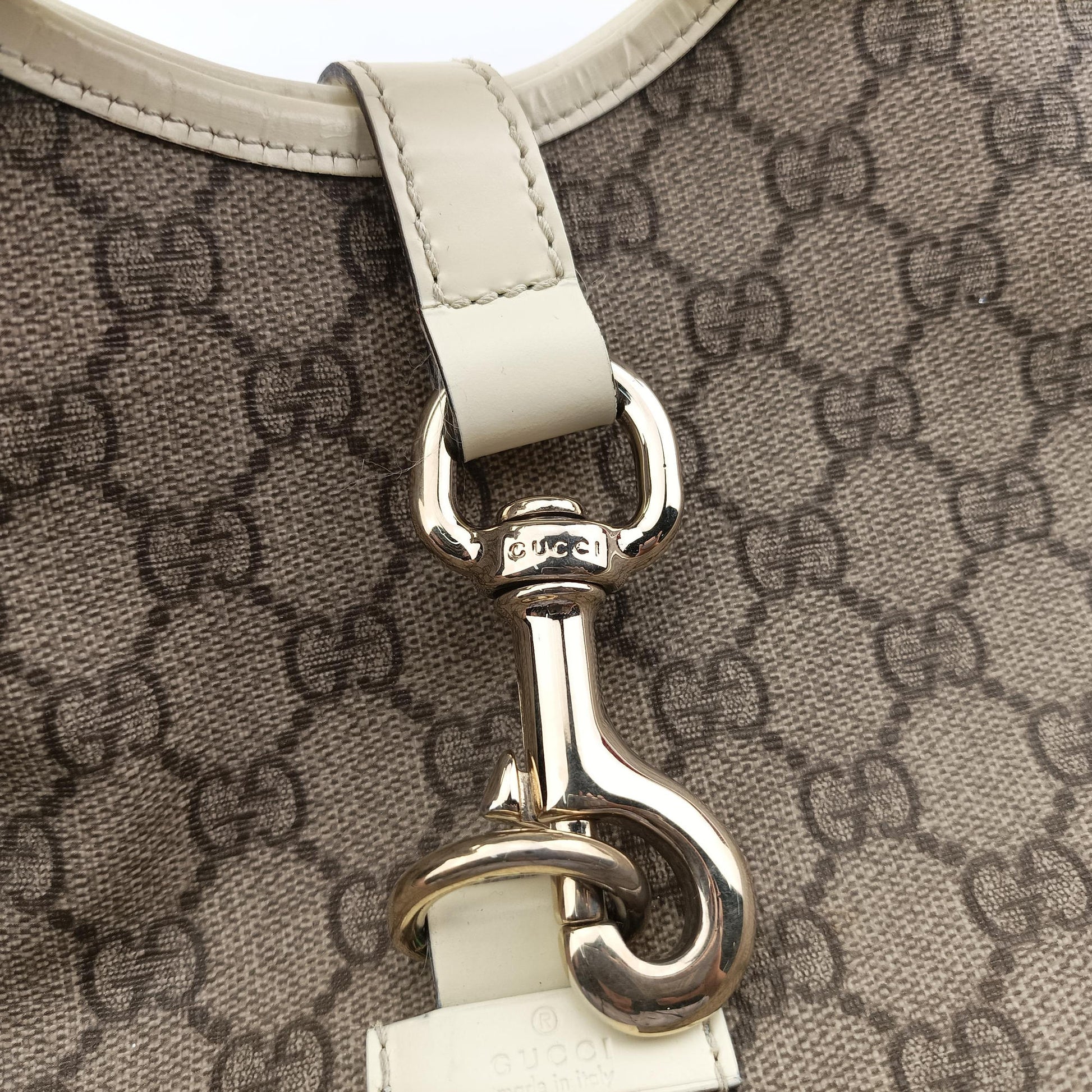 New Jackie Brown×White PVC coated canvas×Leather 203493 G6563133ニュージャッキー ブラウン×ホワイト PVCコーティングキャンバス×レザー 203493 G6563133