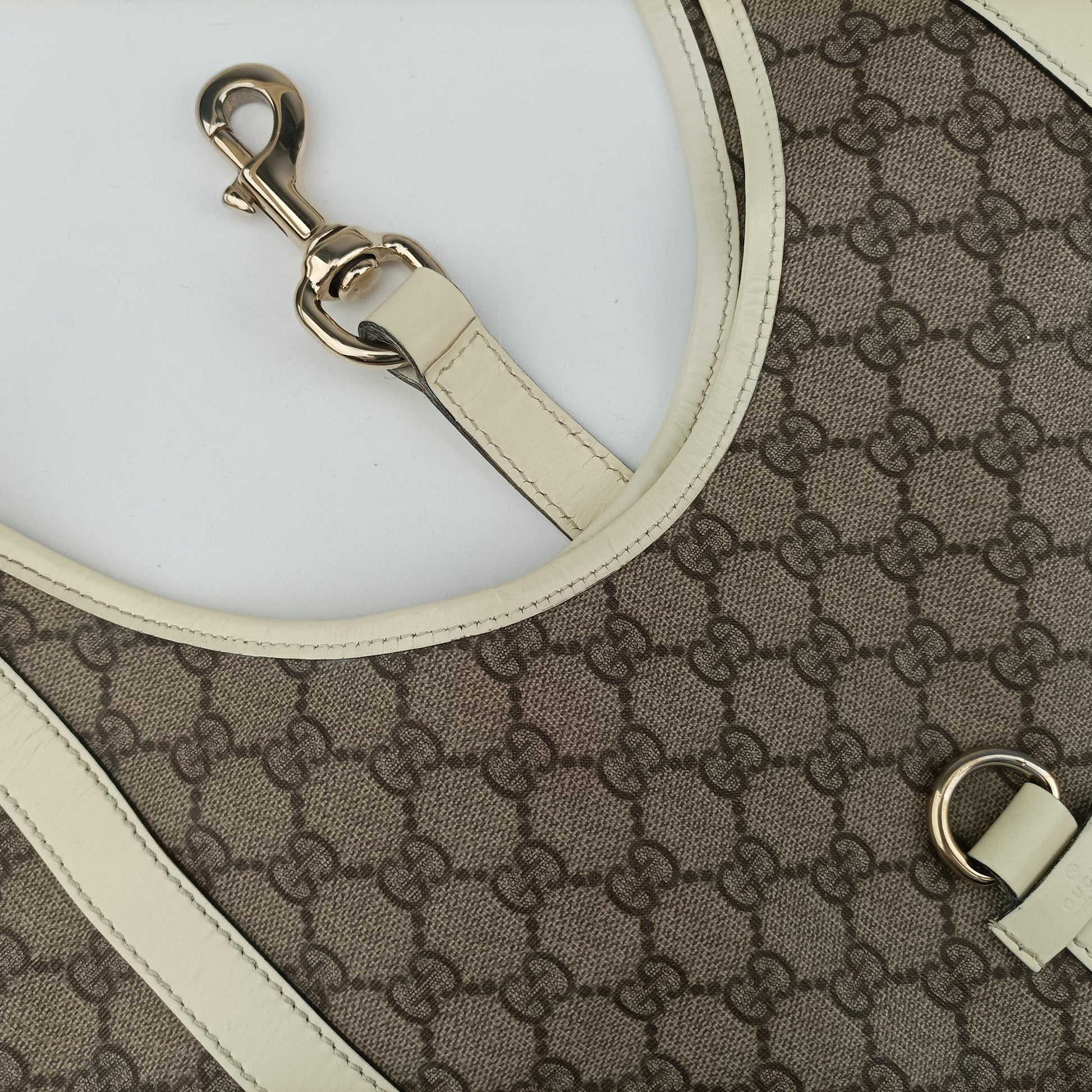 New Jackie Brown×White PVC coated canvas×Leather 203493 G6563133ニュージャッキー ブラウン×ホワイト PVCコーティングキャンバス×レザー 203493 G6563133