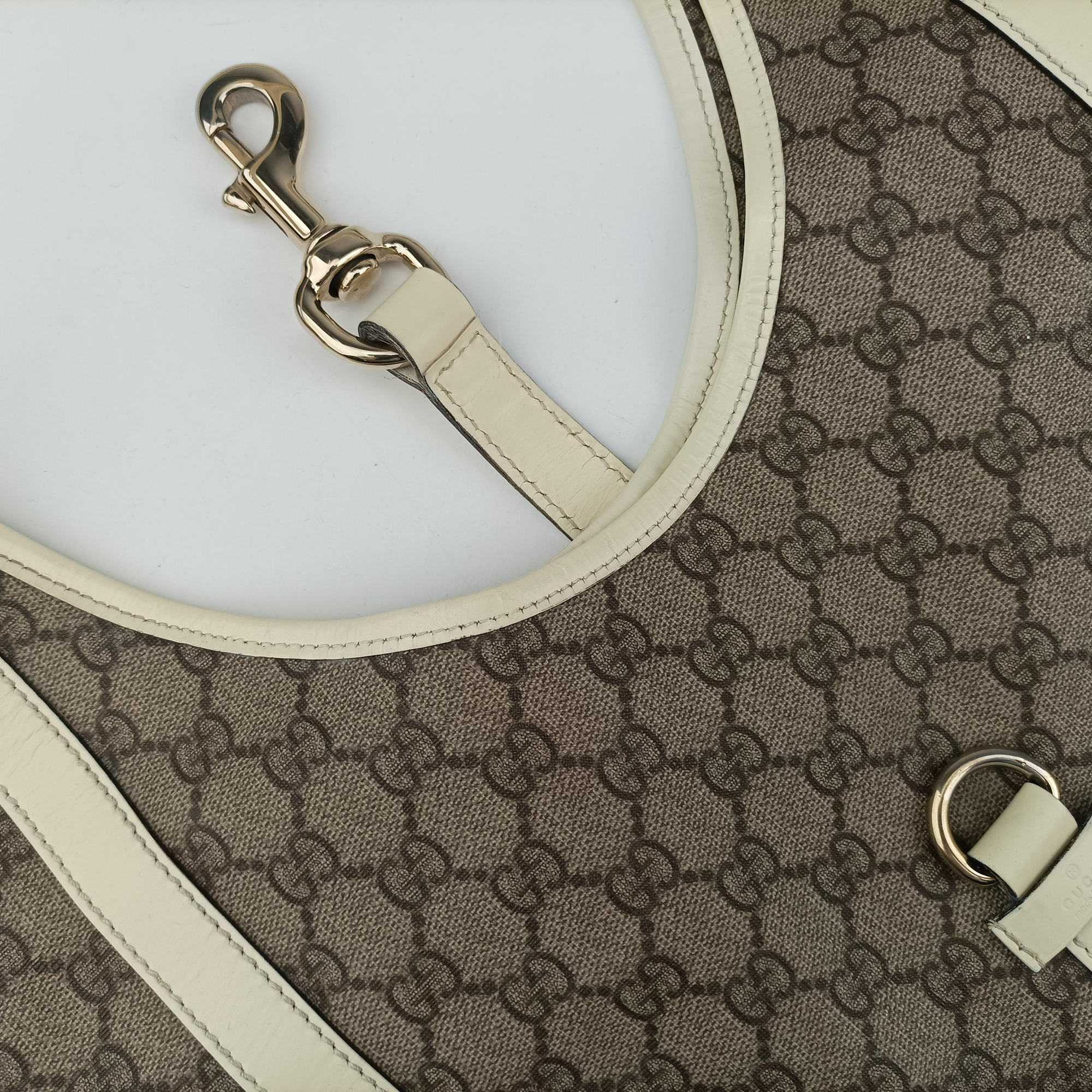 New Jackie Brown×White PVC coated canvas×Leather 203493 G6563133ニュージャッキー ブラウン×ホワイト PVCコーティングキャンバス×レザー 203493 G6563133