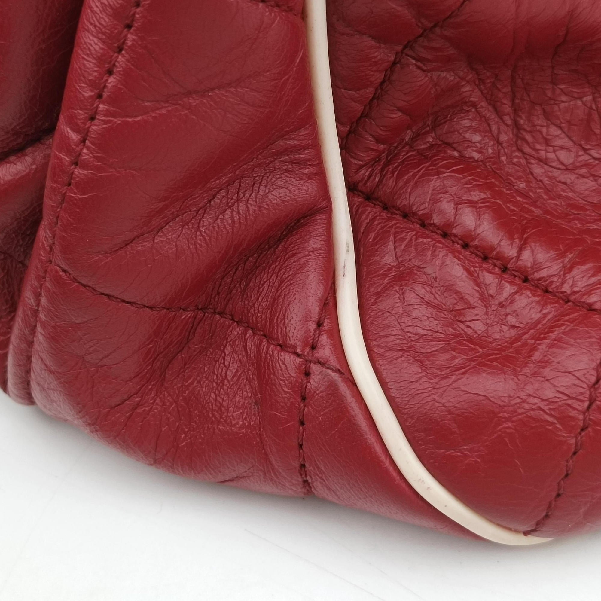 East West Burgundy lambskin×leather A37694 12579163イーストウエスト ワインレッド ラムスキン×レザー A37694 12579163