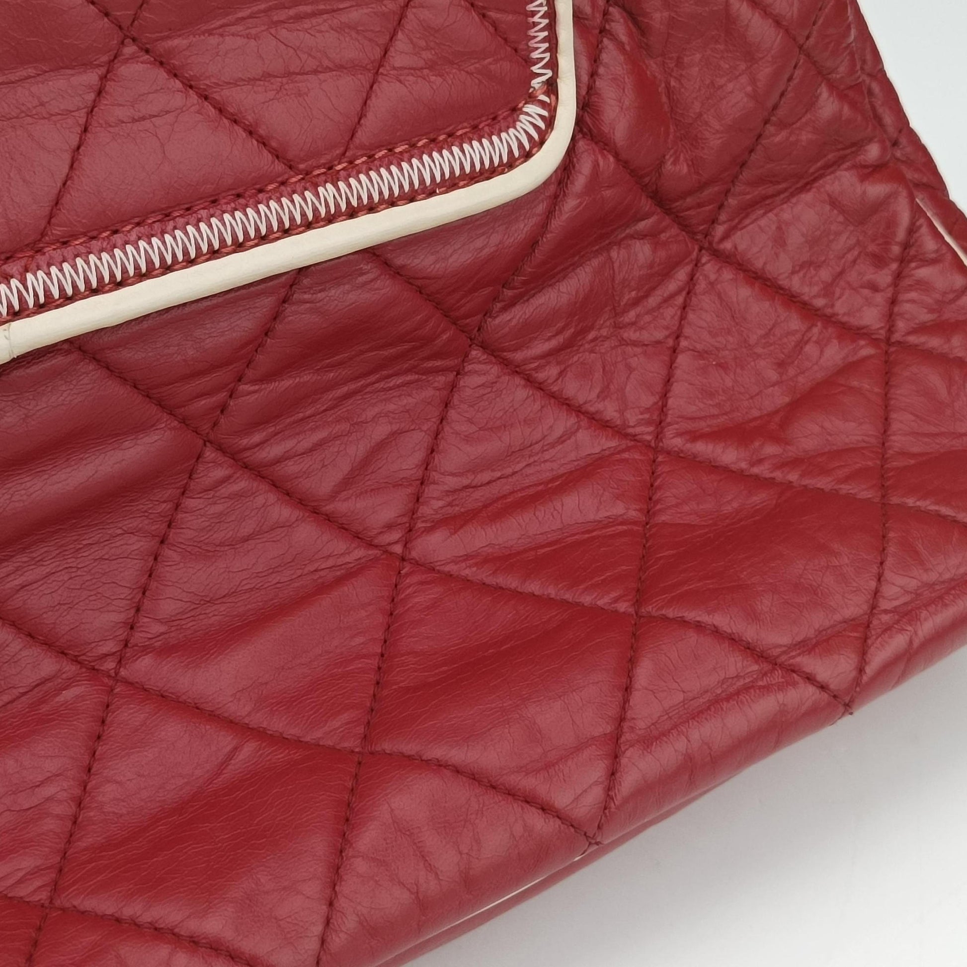 East West Burgundy lambskin×leather A37694 12579163イーストウエスト ワインレッド ラムスキン×レザー A37694 12579163