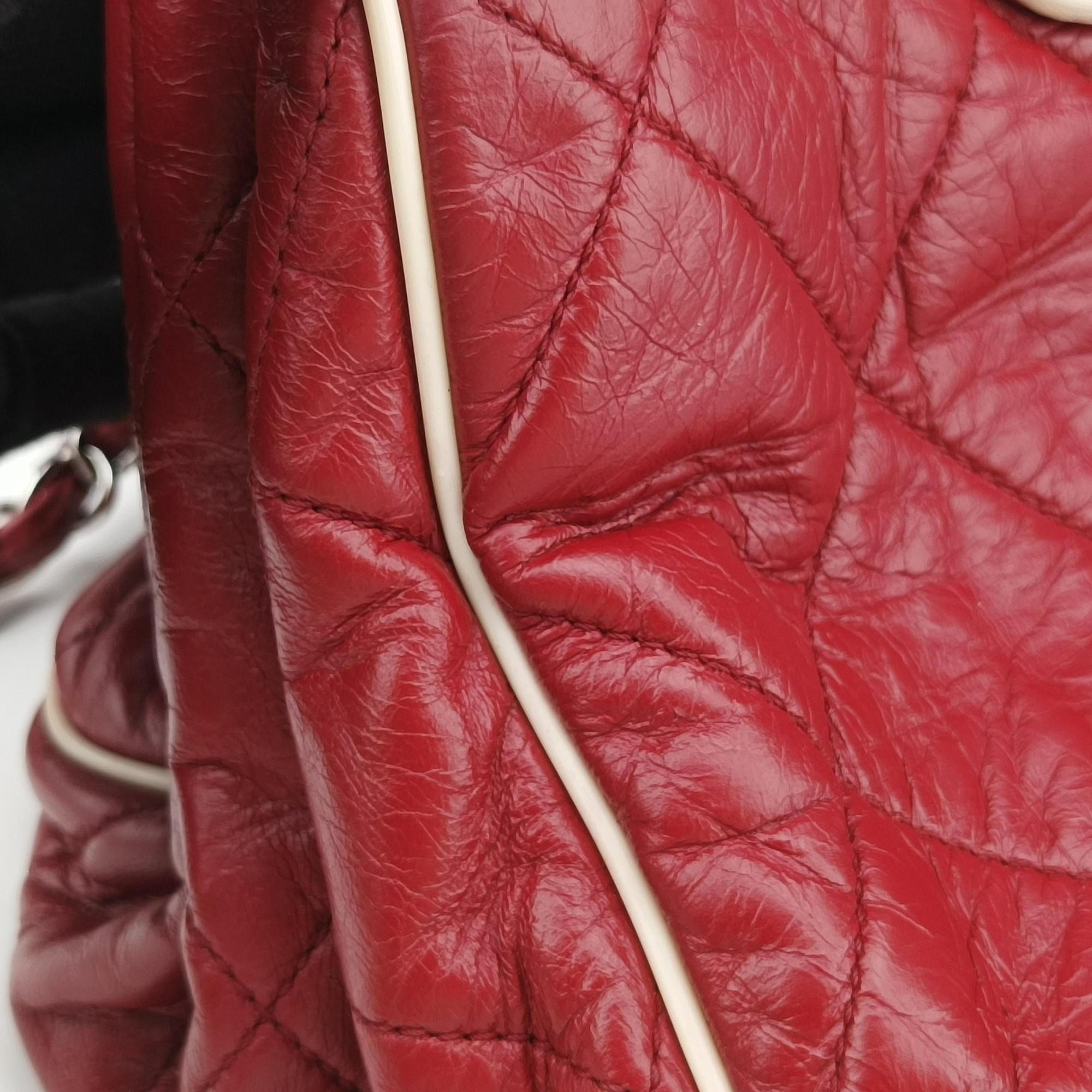 East West Burgundy lambskin×leather A37694 12579163イーストウエスト ワインレッド ラムスキン×レザー A37694 12579163