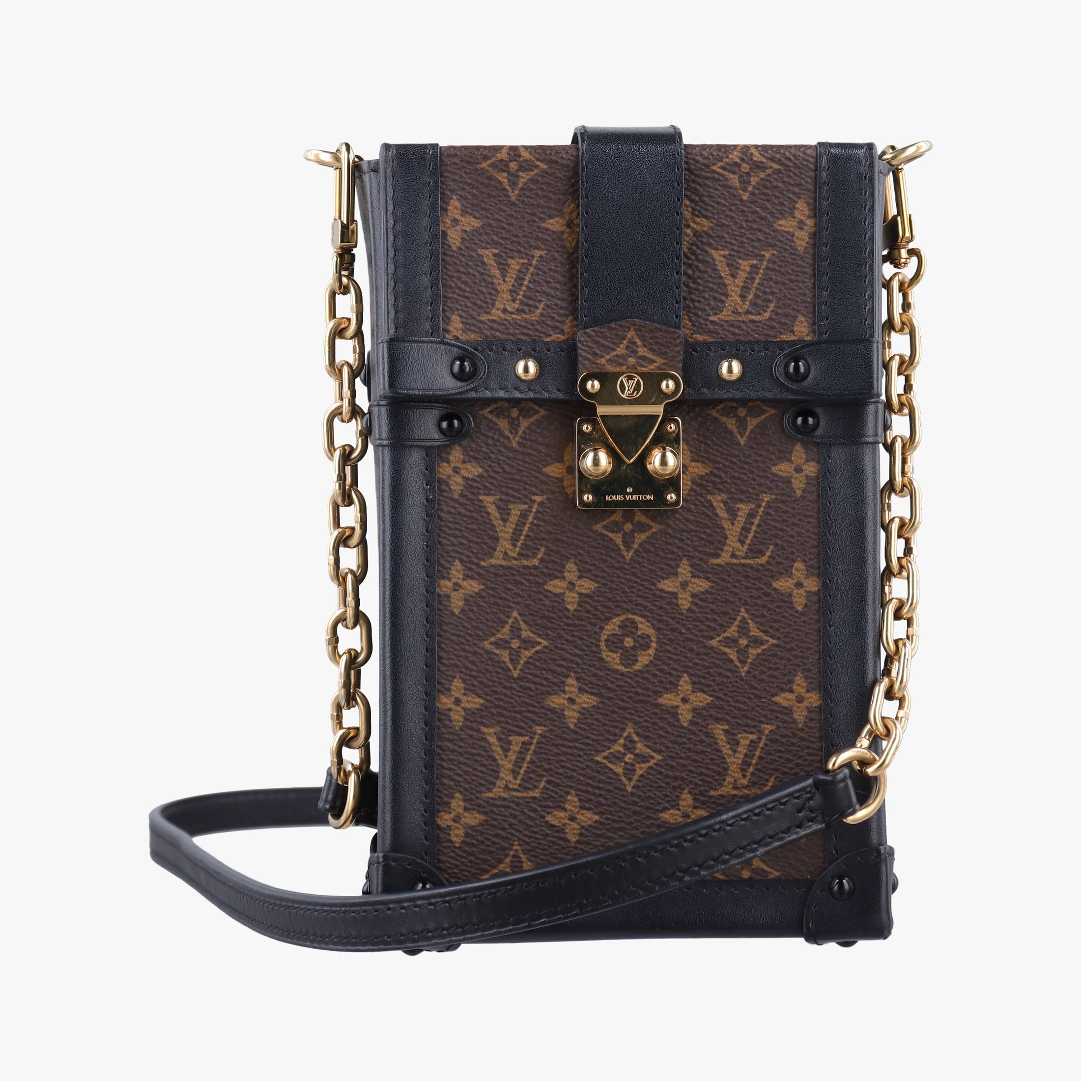 Vertical Trunk Pochette Brown×Black Monogram Canvas x leather M63913 FZ4199 IC Chipポシェット トランクヴェルティカル ブラウンxブラック モノグラムキャンバス×レザー M63913 FZ4199 ICチップ