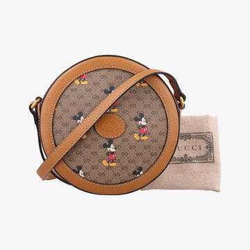 DISNEY Collaboration Mickey Mouse Brown×multicolor PVC coated canvas×leather 603938 A030912944ディズニーコラボ ミッキーマウス ブラウン×マルチ PVCコーティングキャンバス×レザー 603938 A030912944
