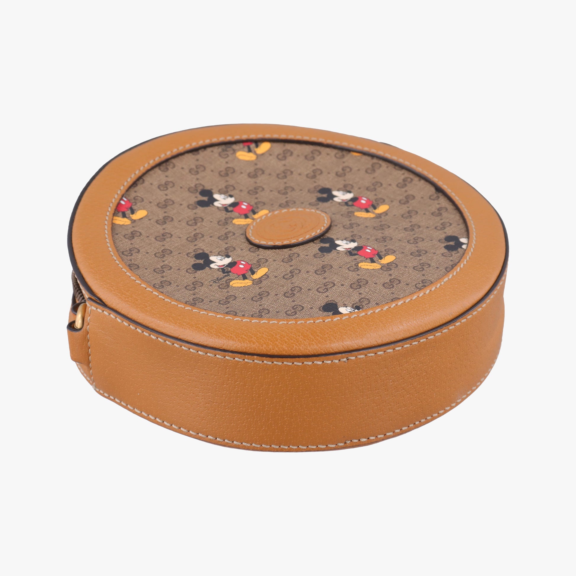 DISNEY Collaboration Mickey Mouse Brown×multicolor PVC coated canvas×leather 603938 A030912944ディズニーコラボ ミッキーマウス ブラウン×マルチ PVCコーティングキャンバス×レザー 603938 A030912944
