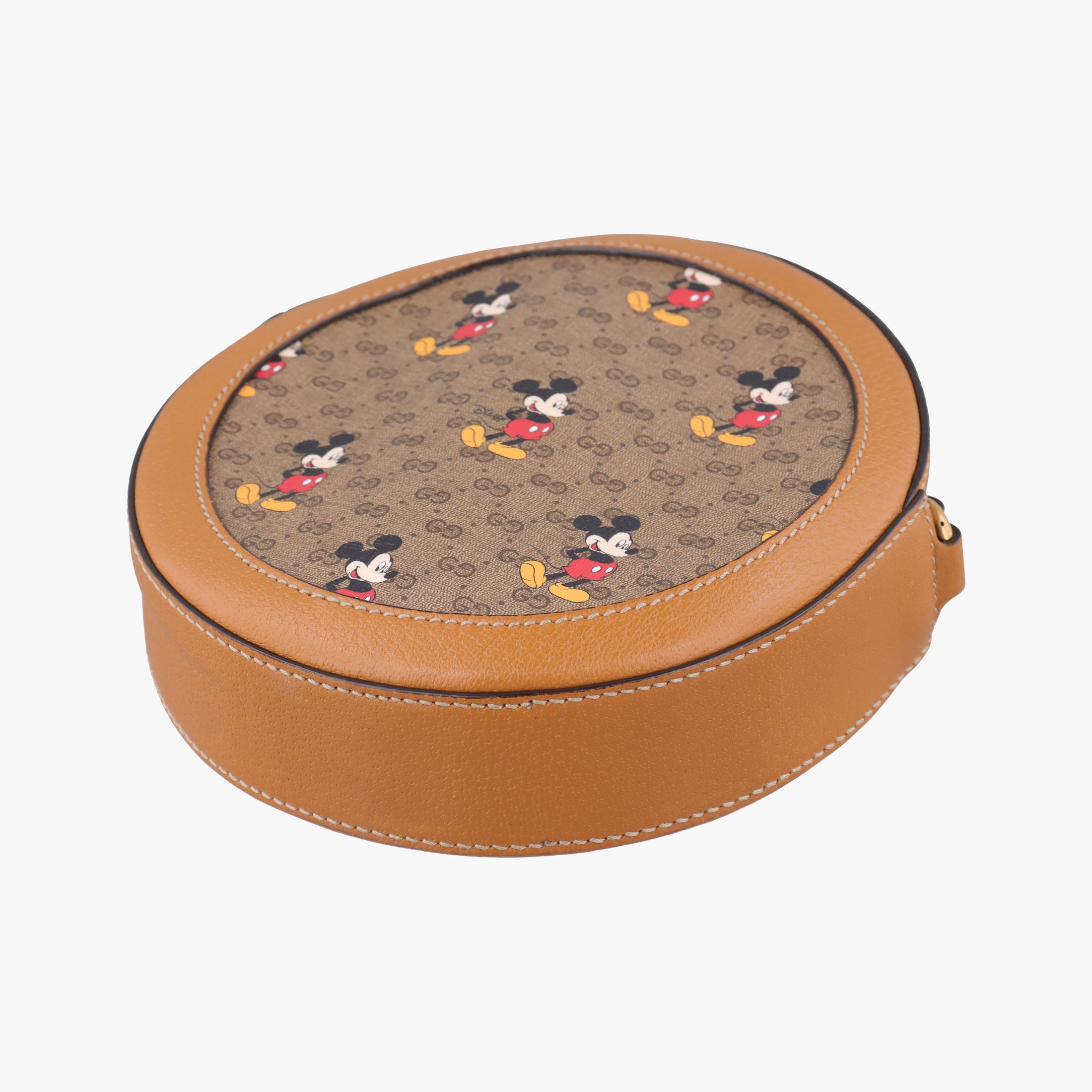DISNEY Collaboration Mickey Mouse Brown×multicolor PVC coated canvas×leather 603938 A030912944ディズニーコラボ ミッキーマウス ブラウン×マルチ PVCコーティングキャンバス×レザー 603938 A030912944