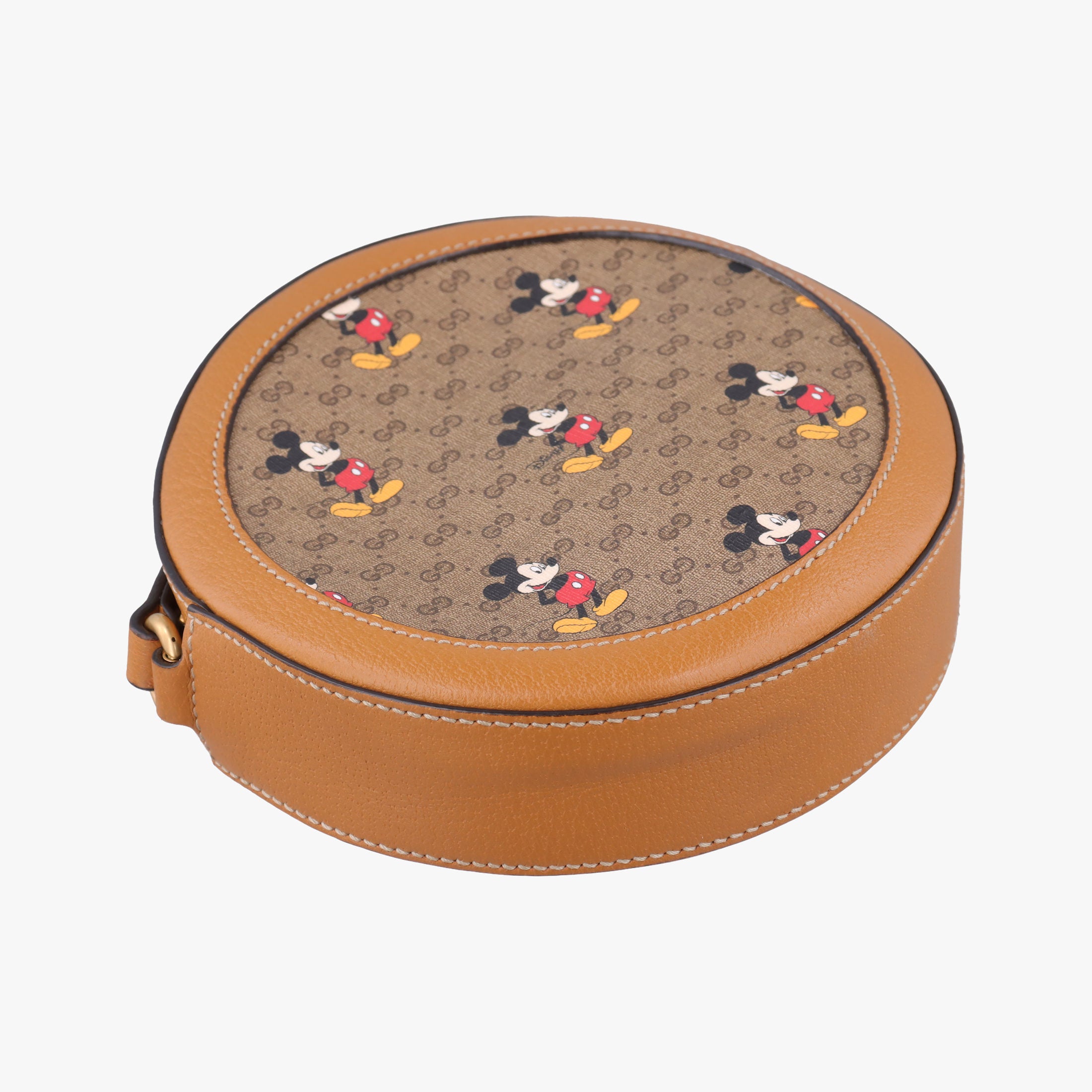 DISNEY Collaboration Mickey Mouse Brown×multicolor PVC coated canvas×leather 603938 A030912944ディズニーコラボ ミッキーマウス ブラウン×マルチ PVCコーティングキャンバス×レザー 603938 A030912944