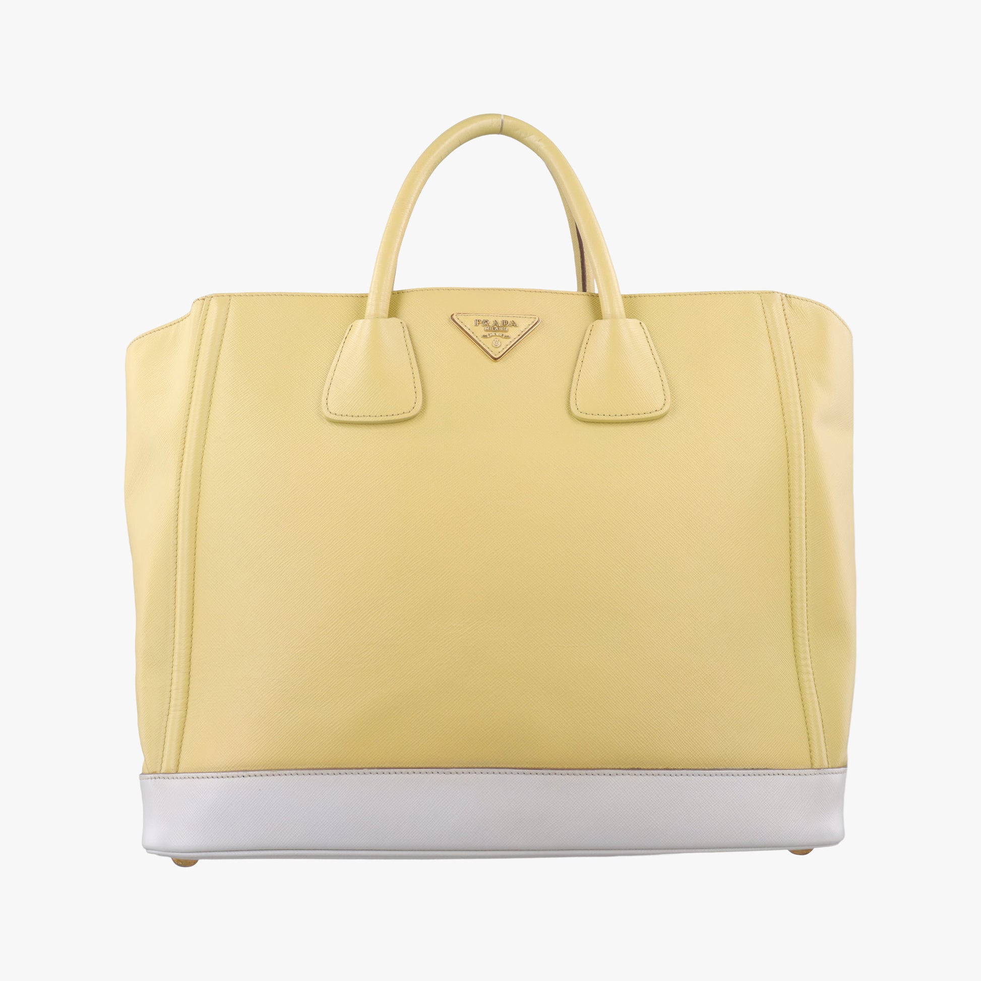 Tote bag YellowxWhite Saffiano leather 7/R 164トートバッグ イエローxホワイト サフィアーノレザー 7/R 164