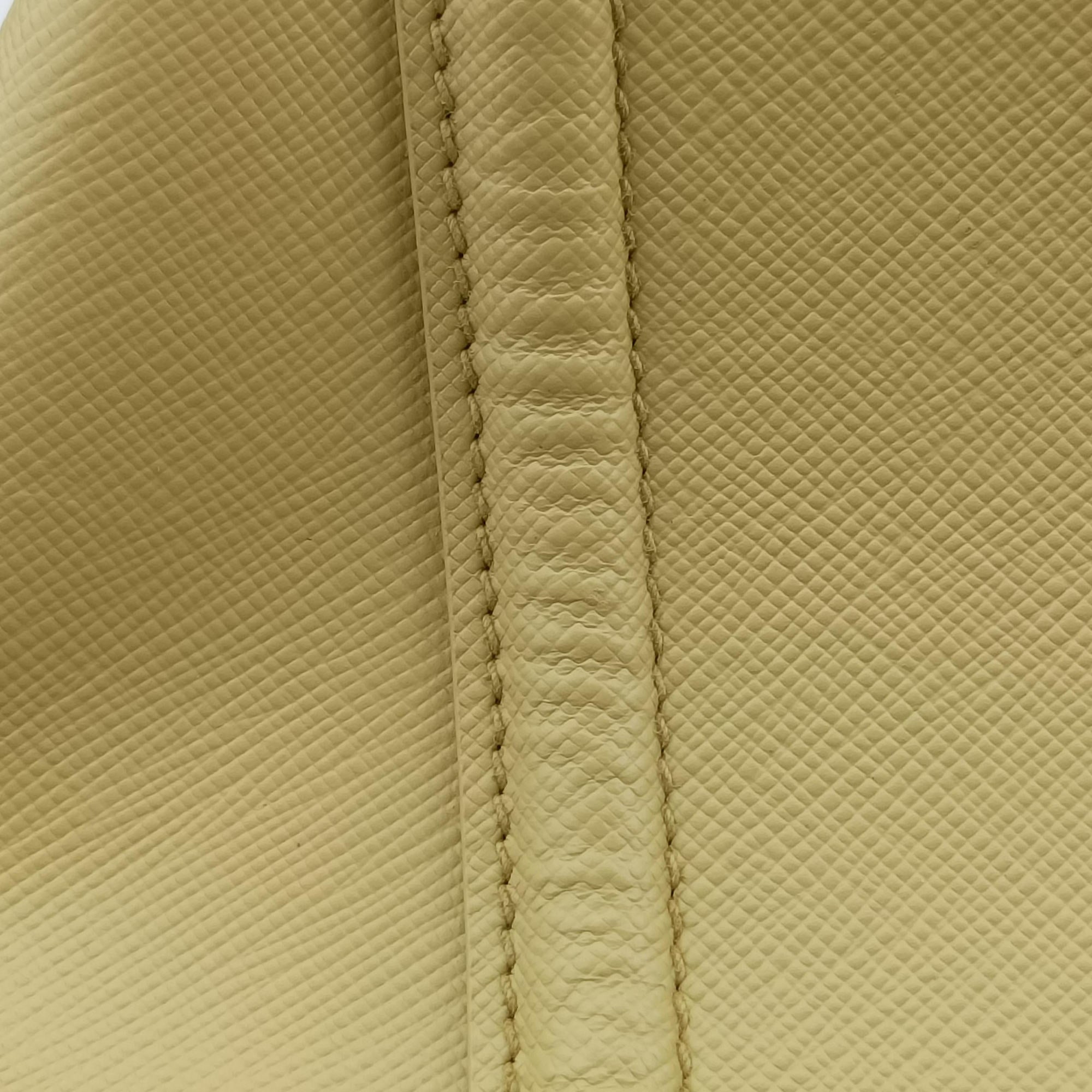 Tote bag YellowxWhite Saffiano leather 7/R 164トートバッグ イエローxホワイト サフィアーノレザー 7/R 164