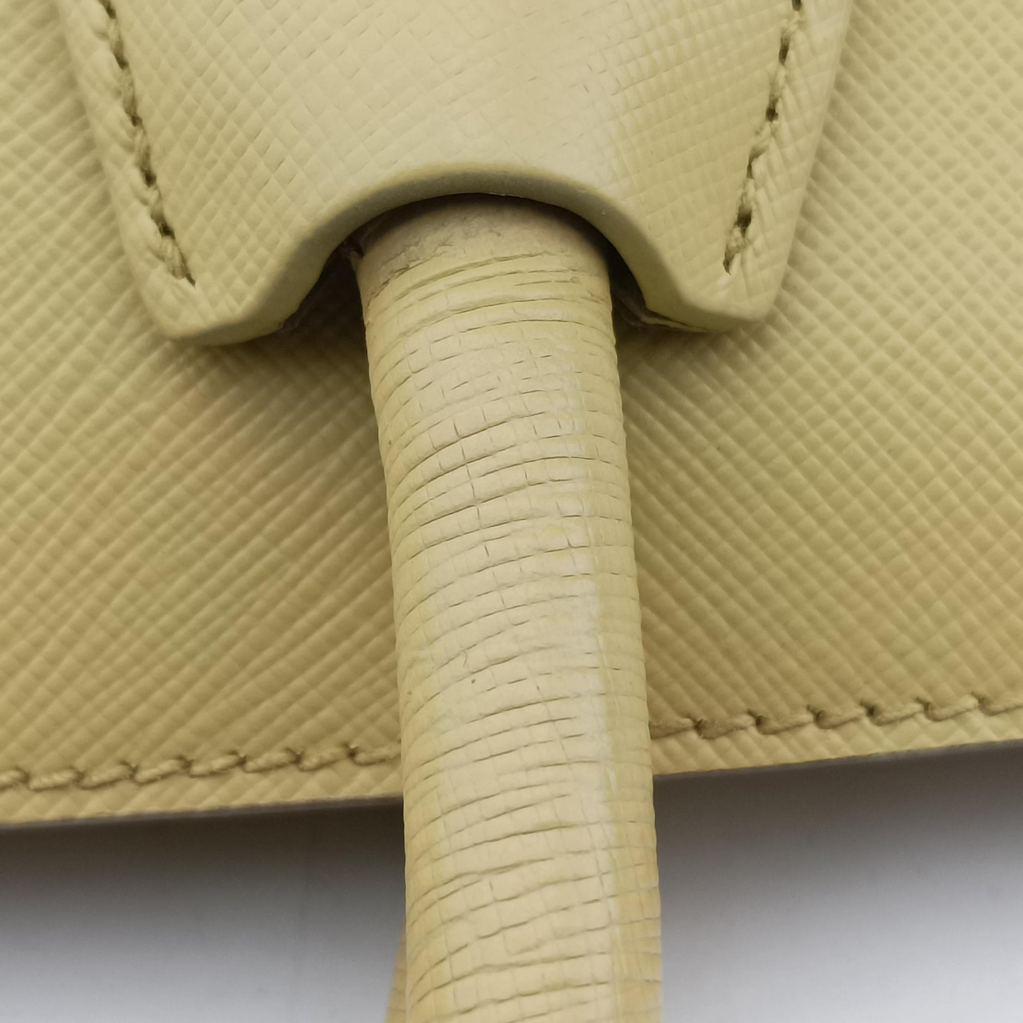 Tote bag YellowxWhite Saffiano leather 7/R 164トートバッグ イエローxホワイト サフィアーノレザー 7/R 164