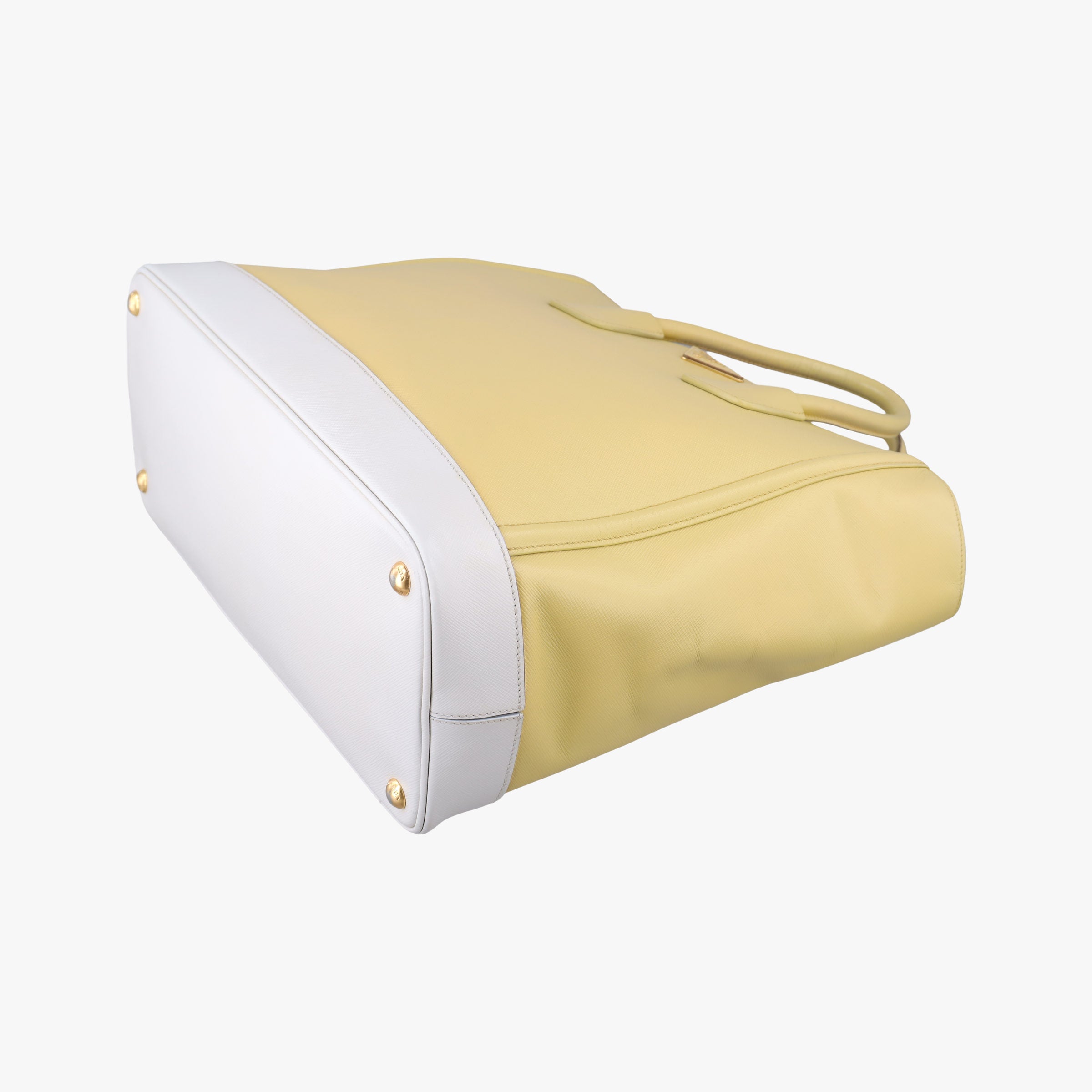 Tote bag YellowxWhite Saffiano leather 7/R 164トートバッグ イエローxホワイト サフィアーノレザー 7/R 164
