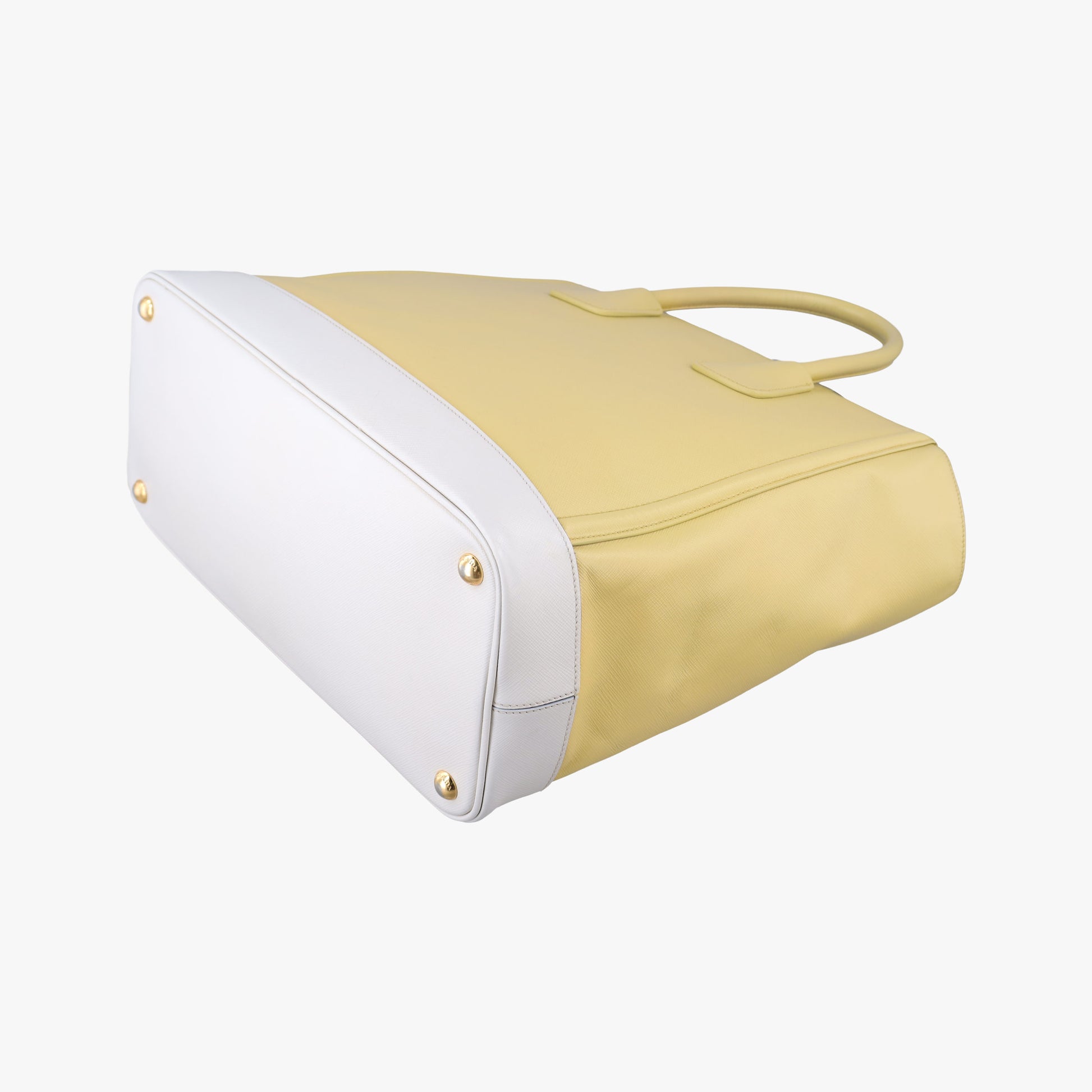 Tote bag YellowxWhite Saffiano leather 7/R 164トートバッグ イエローxホワイト サフィアーノレザー 7/R 164