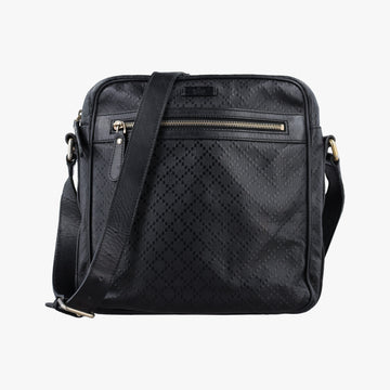 GG Imprime Messenger Black Leather 201448 D014656099GGインプリメ メッセンジャー ブラック レザー 201448 D014656099