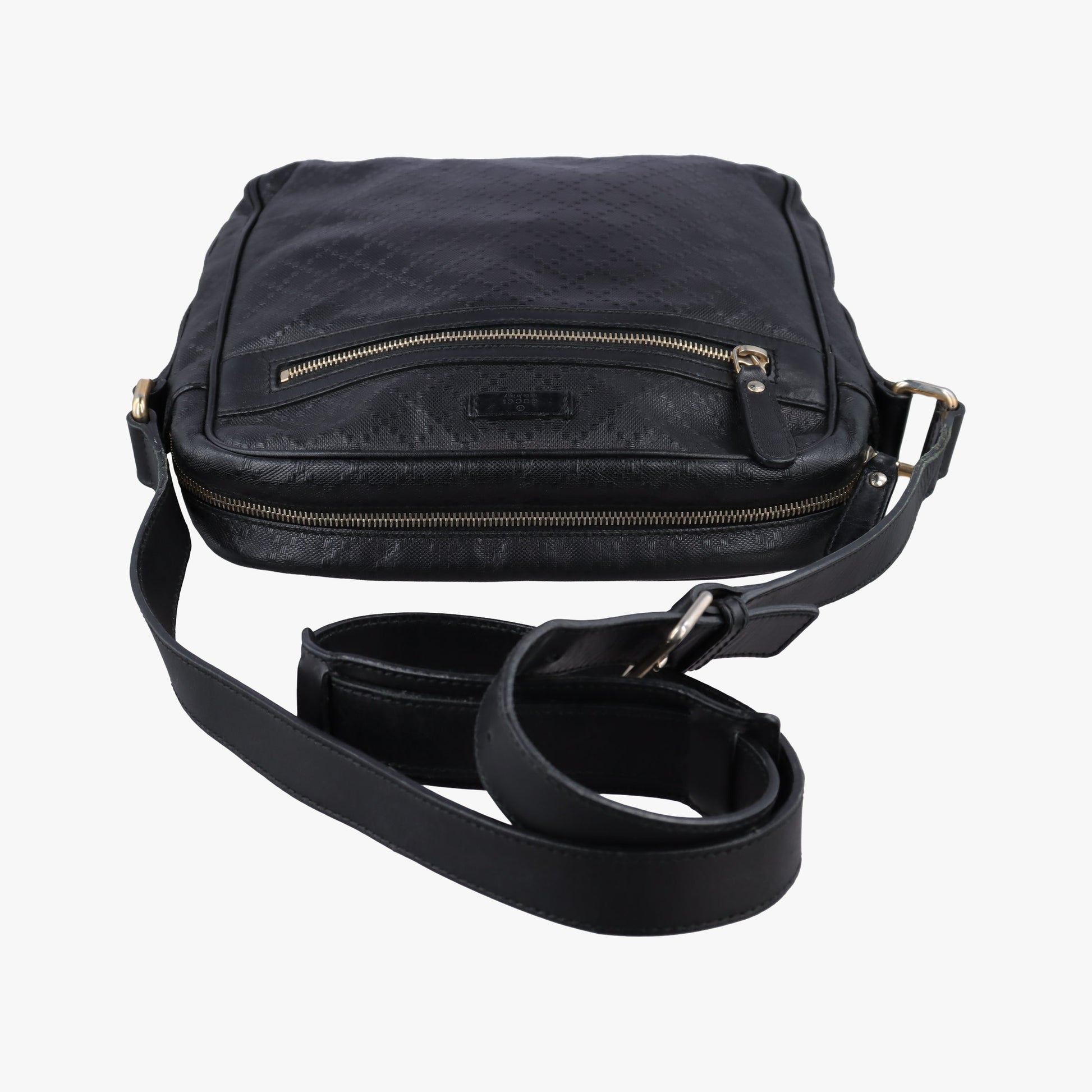 GG Imprime Messenger Black Leather 201448 D014656099GGインプリメ メッセンジャー ブラック レザー 201448 D014656099