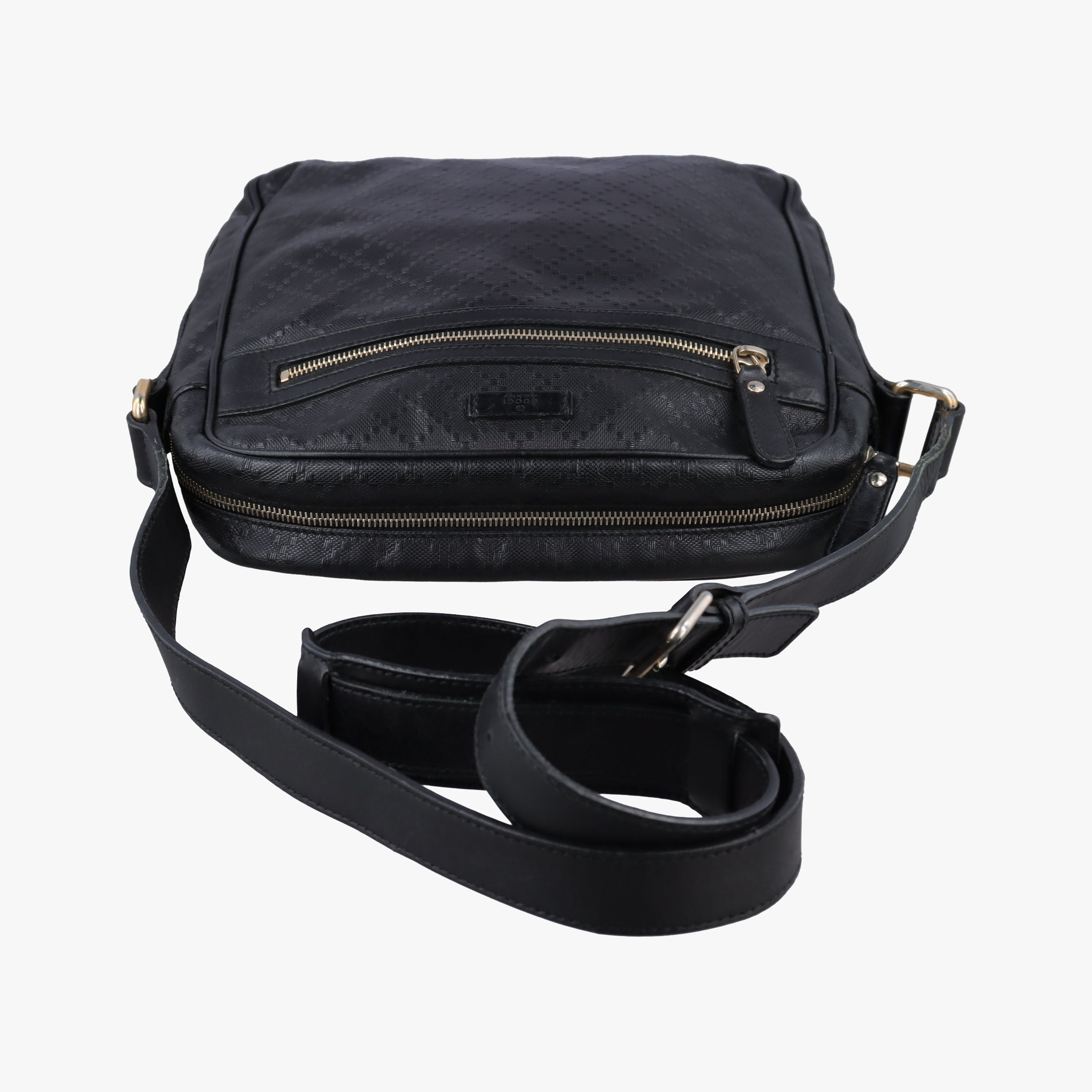 GG Imprime Messenger Black Leather 201448 D014656099GGインプリメ メッセンジャー ブラック レザー 201448 D014656099