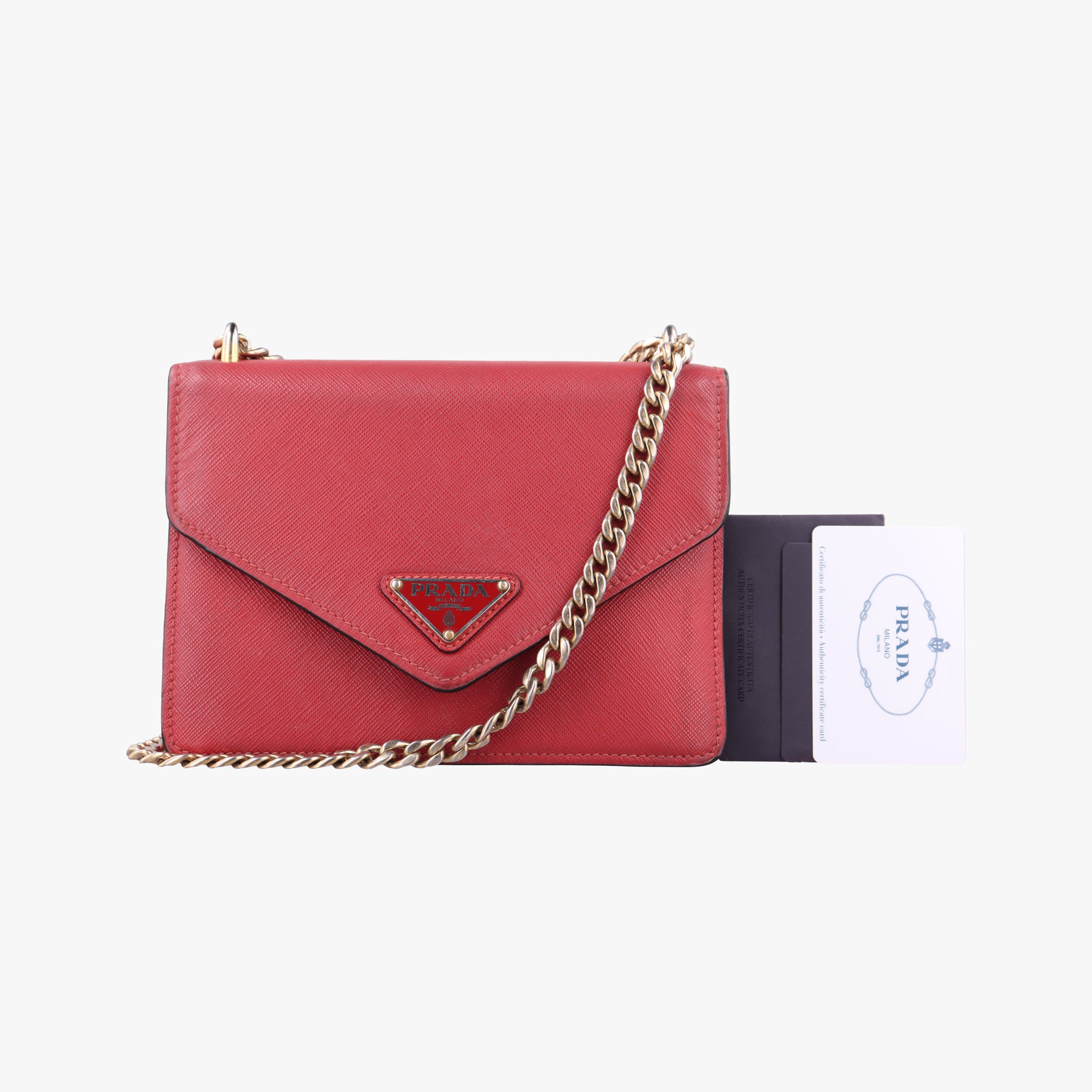 Triangle Logo Red SAFFIANO Leather 1BD200 25 Hトライアングルロゴ レッド サフィアーノレザー 1BD200 25 H