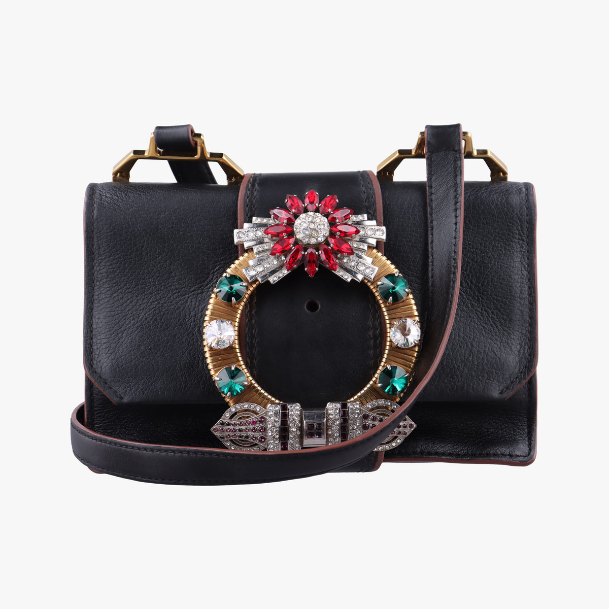 Pre-owned Miu Miu Miu Lady Black Leather  shoulderbag | stylenewstar