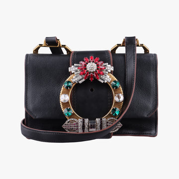 Pre-owned Miu Miu Miu Lady Black Leather  shoulderbag | stylenewstar