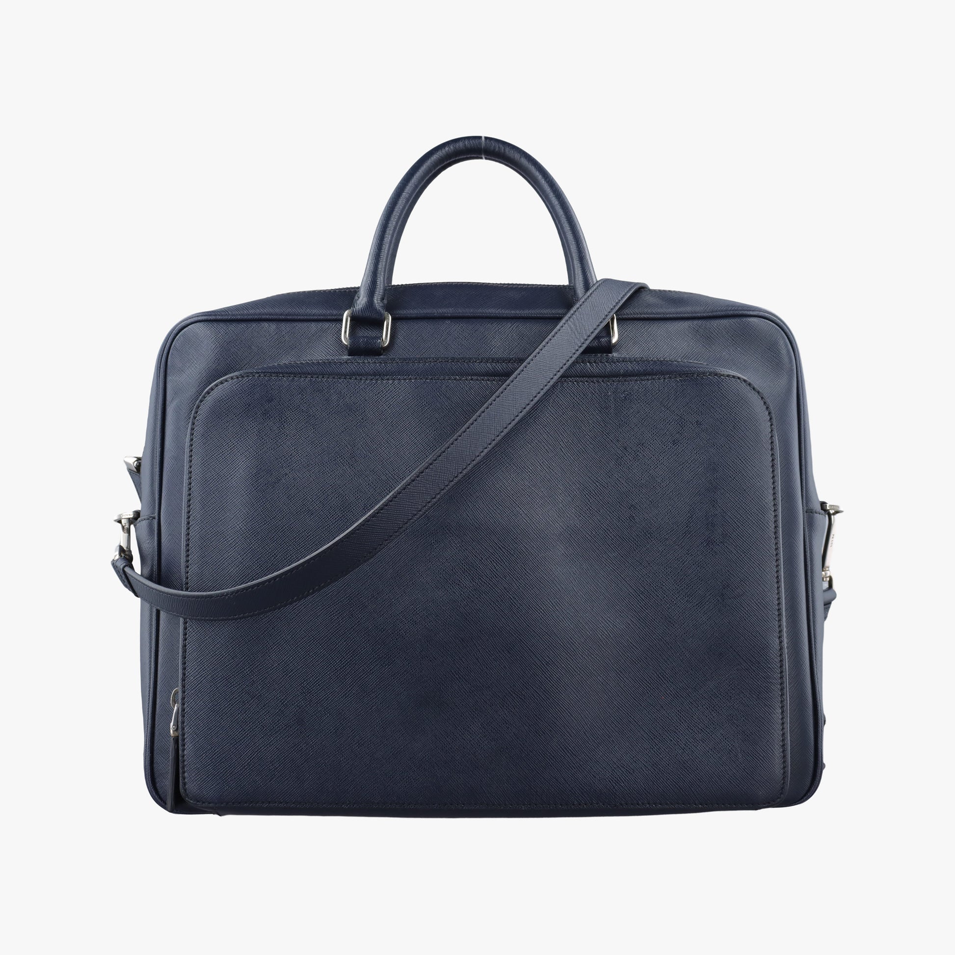 Triangle Logo Plate Navy Saffiano Leather D 7三角 ロゴ プレート ネイビー サフィアーノレザー D 7