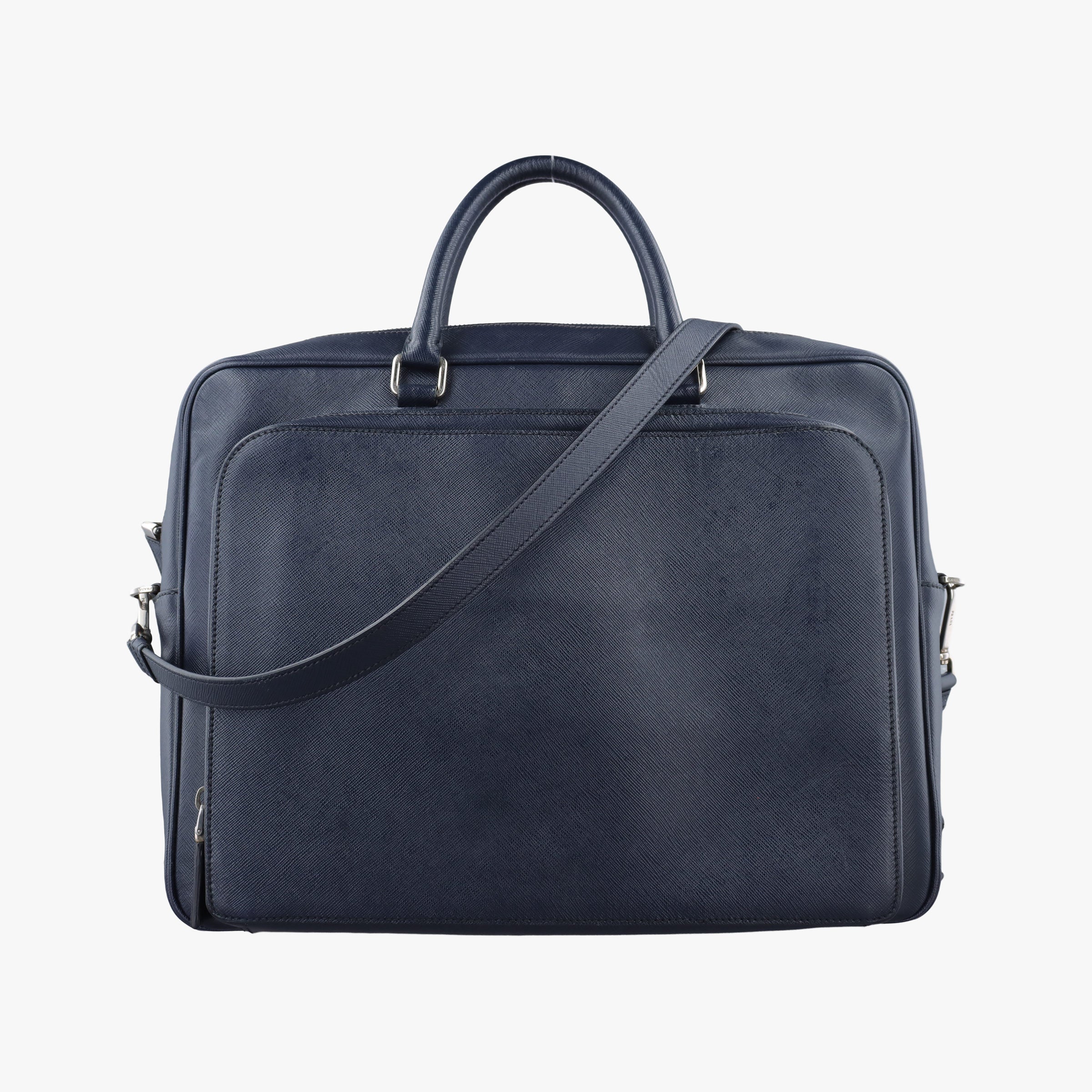 Triangle Logo Plate Navy Saffiano Leather D 7三角 ロゴ プレート ネイビー サフィアーノレザー D 7