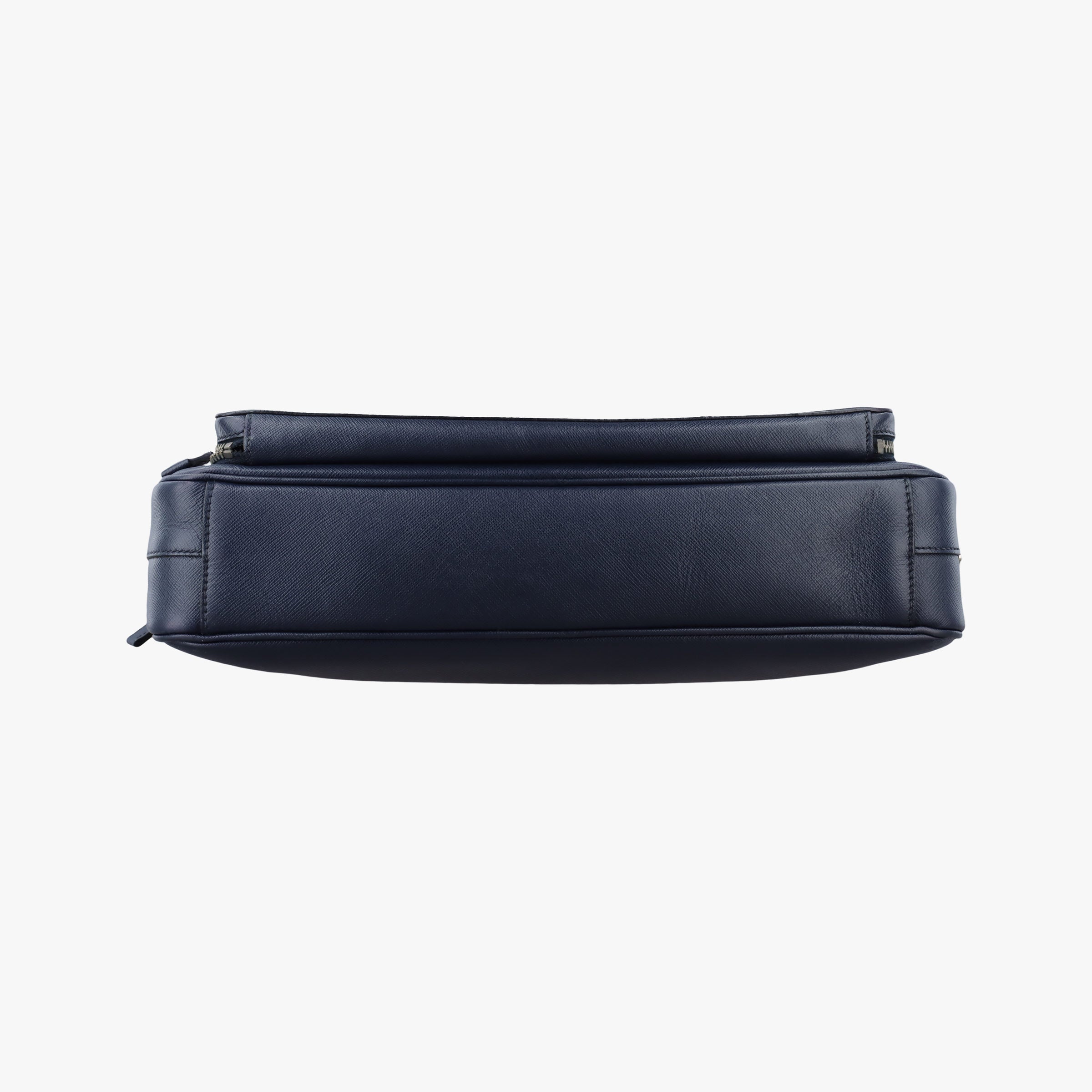 Triangle Logo Plate Navy Saffiano Leather D 7三角 ロゴ プレート ネイビー サフィアーノレザー D 7