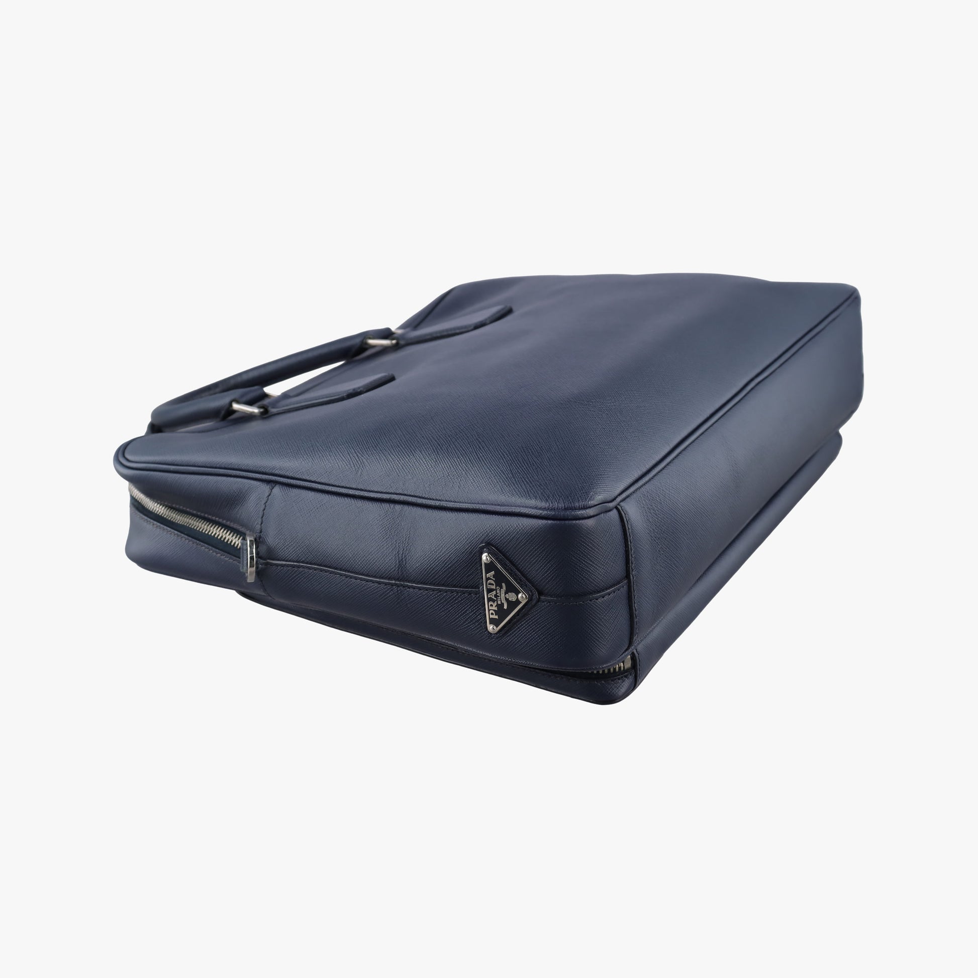 Triangle Logo Plate Navy Saffiano Leather D 7三角 ロゴ プレート ネイビー サフィアーノレザー D 7