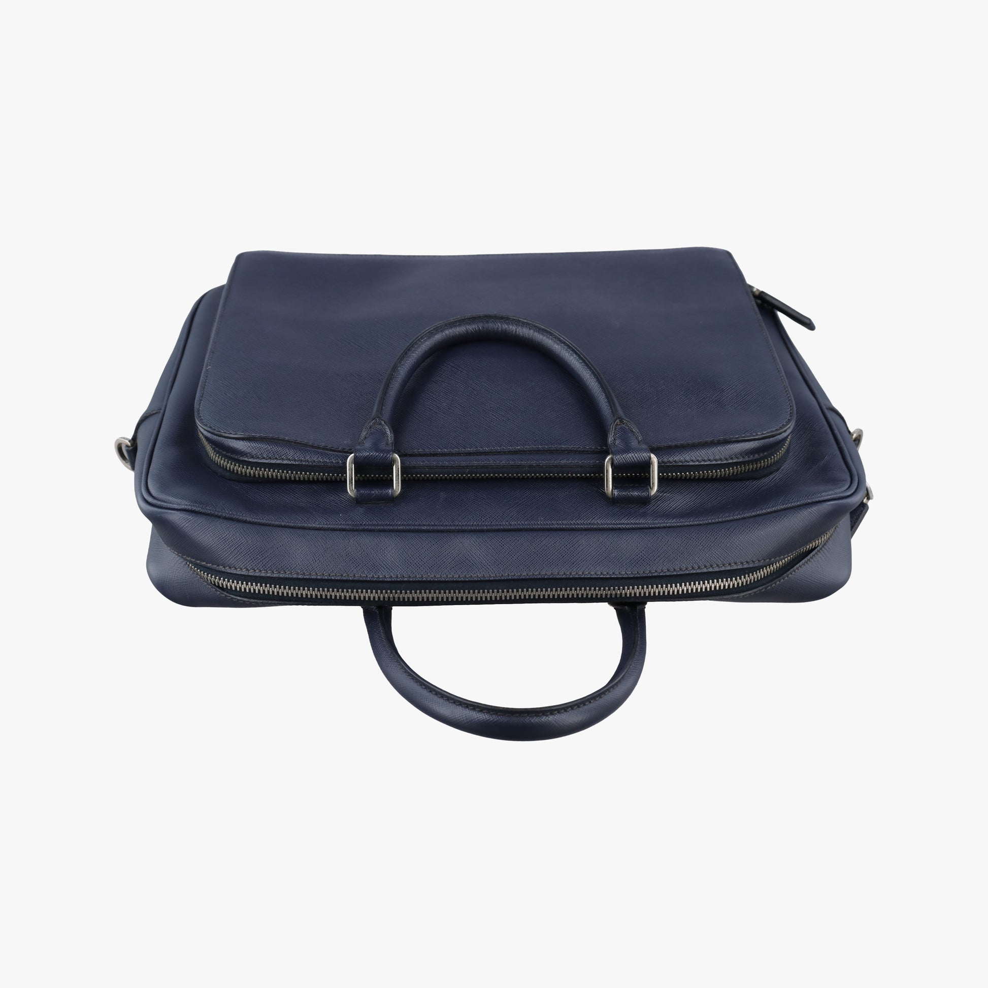 Triangle Logo Plate Navy Saffiano Leather D 7三角 ロゴ プレート ネイビー サフィアーノレザー D 7