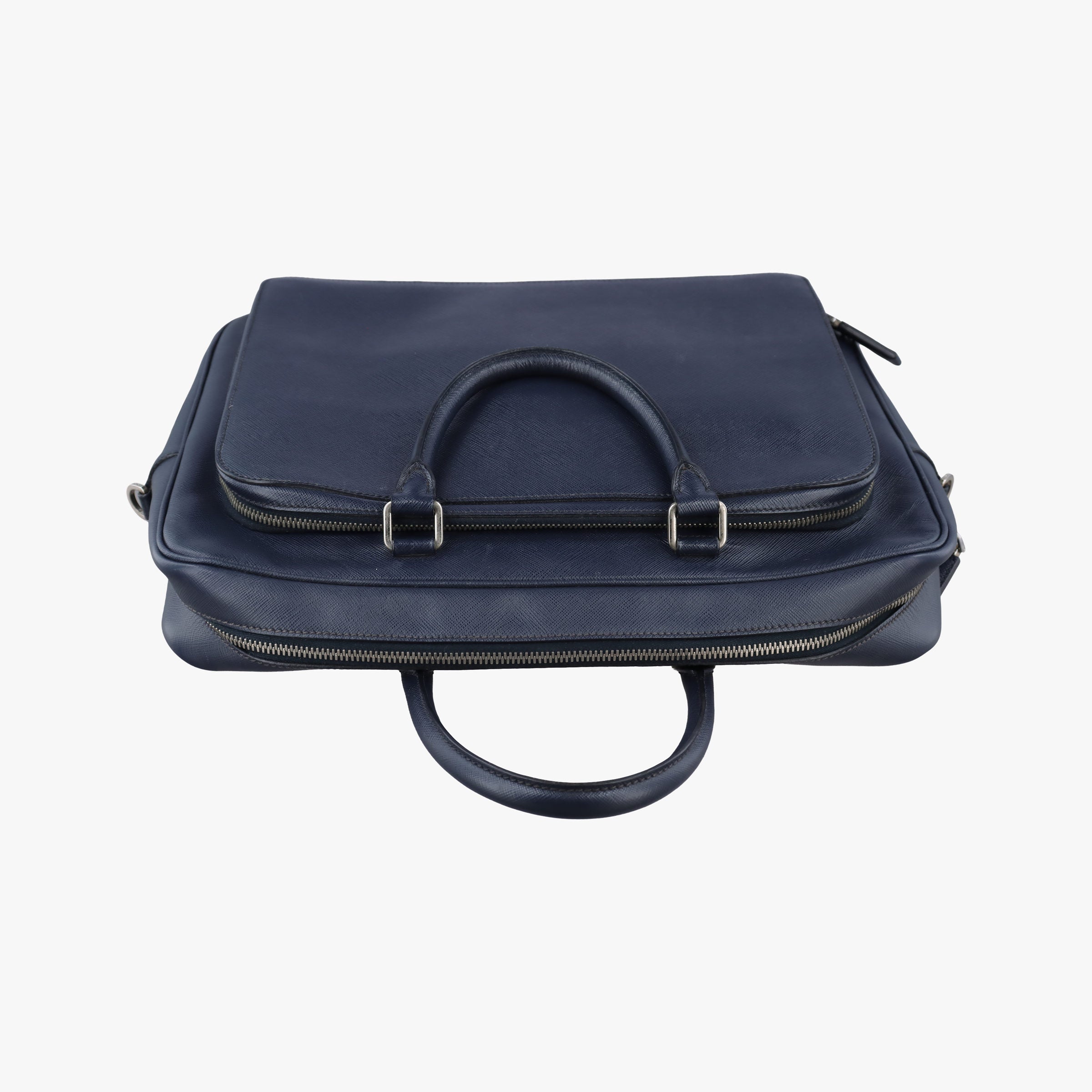 Triangle Logo Plate Navy Saffiano Leather D 7三角 ロゴ プレート ネイビー サフィアーノレザー D 7