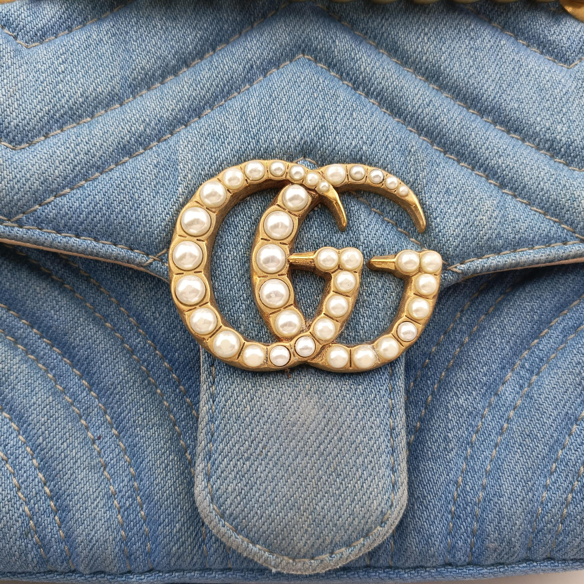 GG Marmont Blue Denim 446744 C023412281GGマーモント ブルー デニム 446744 C023412281