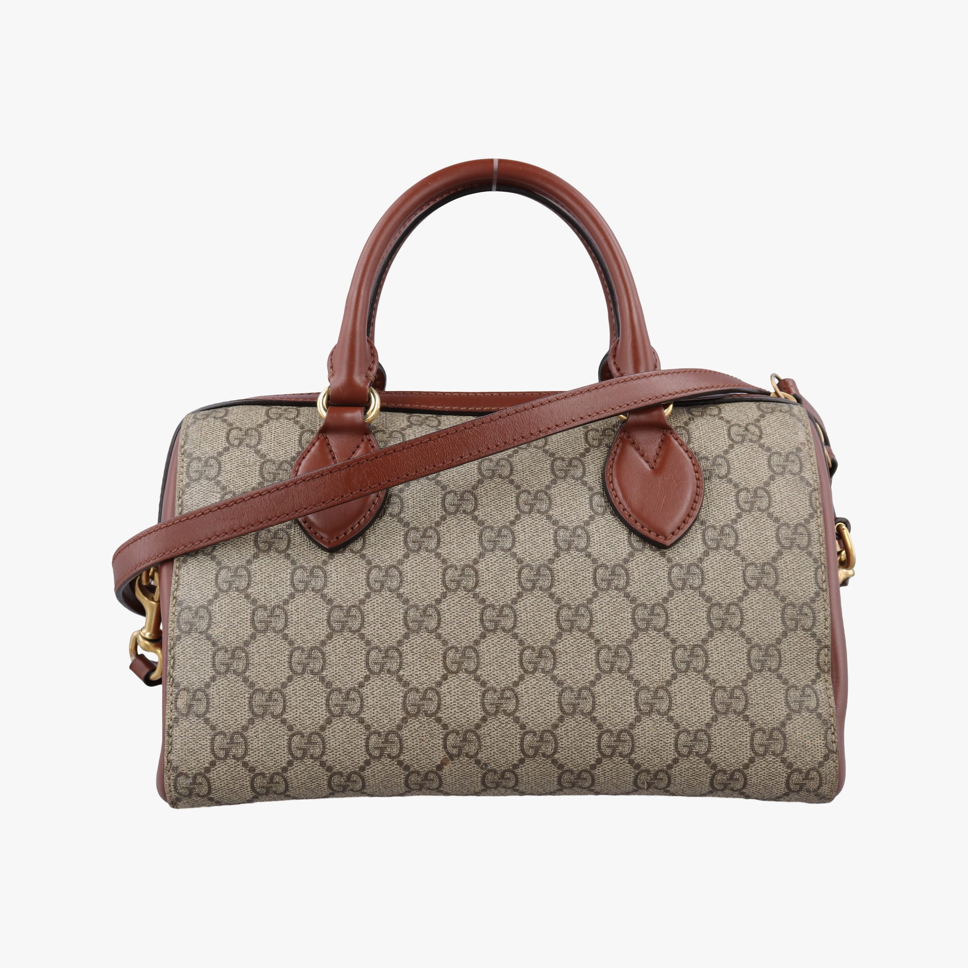 Vintage Gucci GG SUPREME beige×brown PVC coated canvas×Leather 409529 shoulderbag | stylenewstar