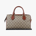 Vintage Gucci GG SUPREME beige×brown PVC coated canvas×Leather 409529 shoulderbag | stylenewstar