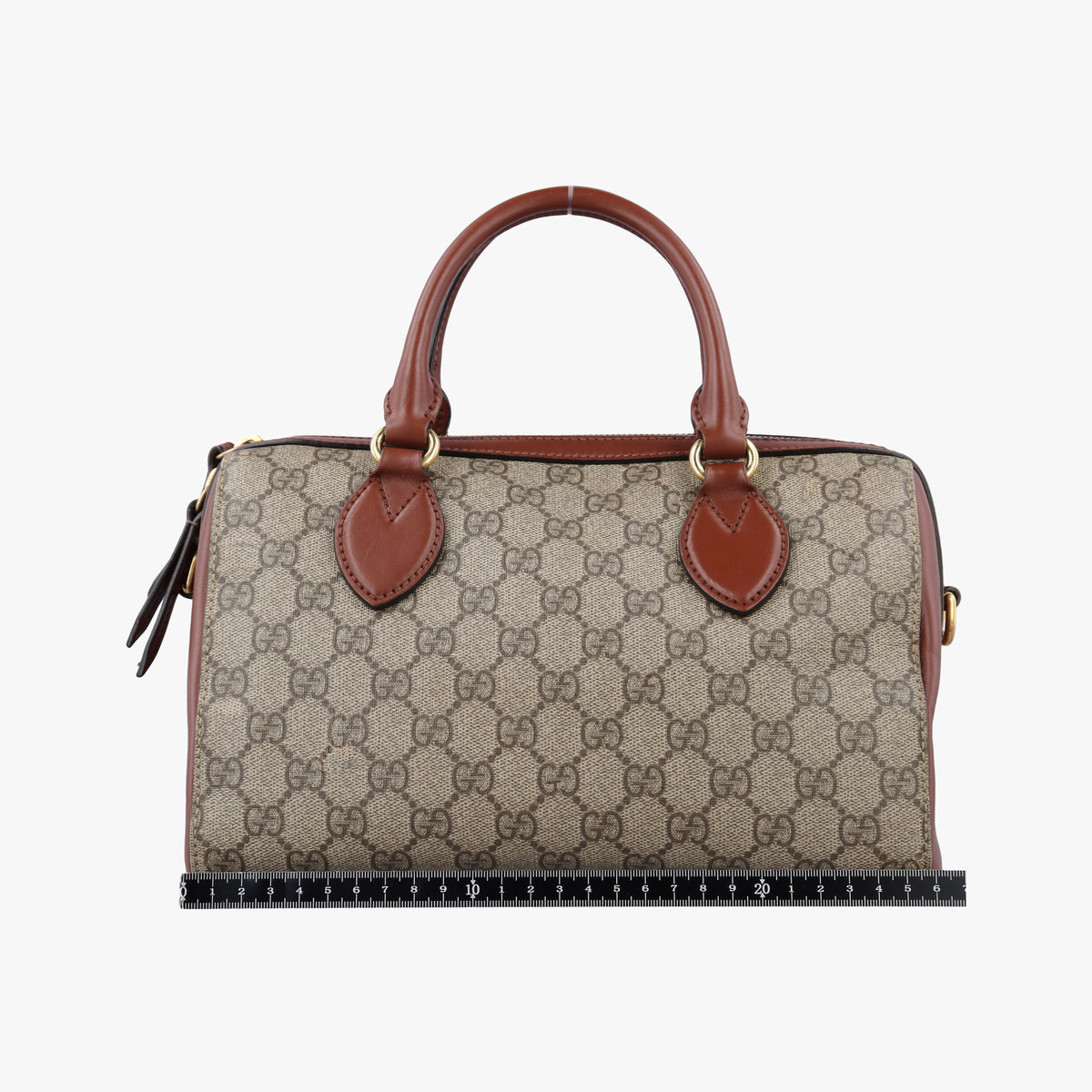 Vintage Gucci GG SUPREME beige×brown PVC coated canvas×Leather 409529 shoulderbag | stylenewstar
