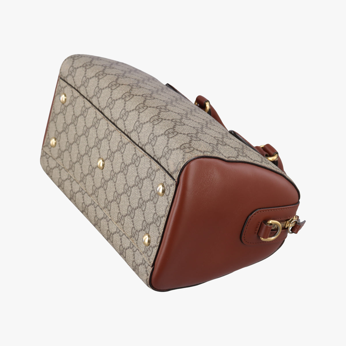 Vintage Gucci GG SUPREME beige×brown PVC coated canvas×Leather 409529 shoulderbag | stylenewstar