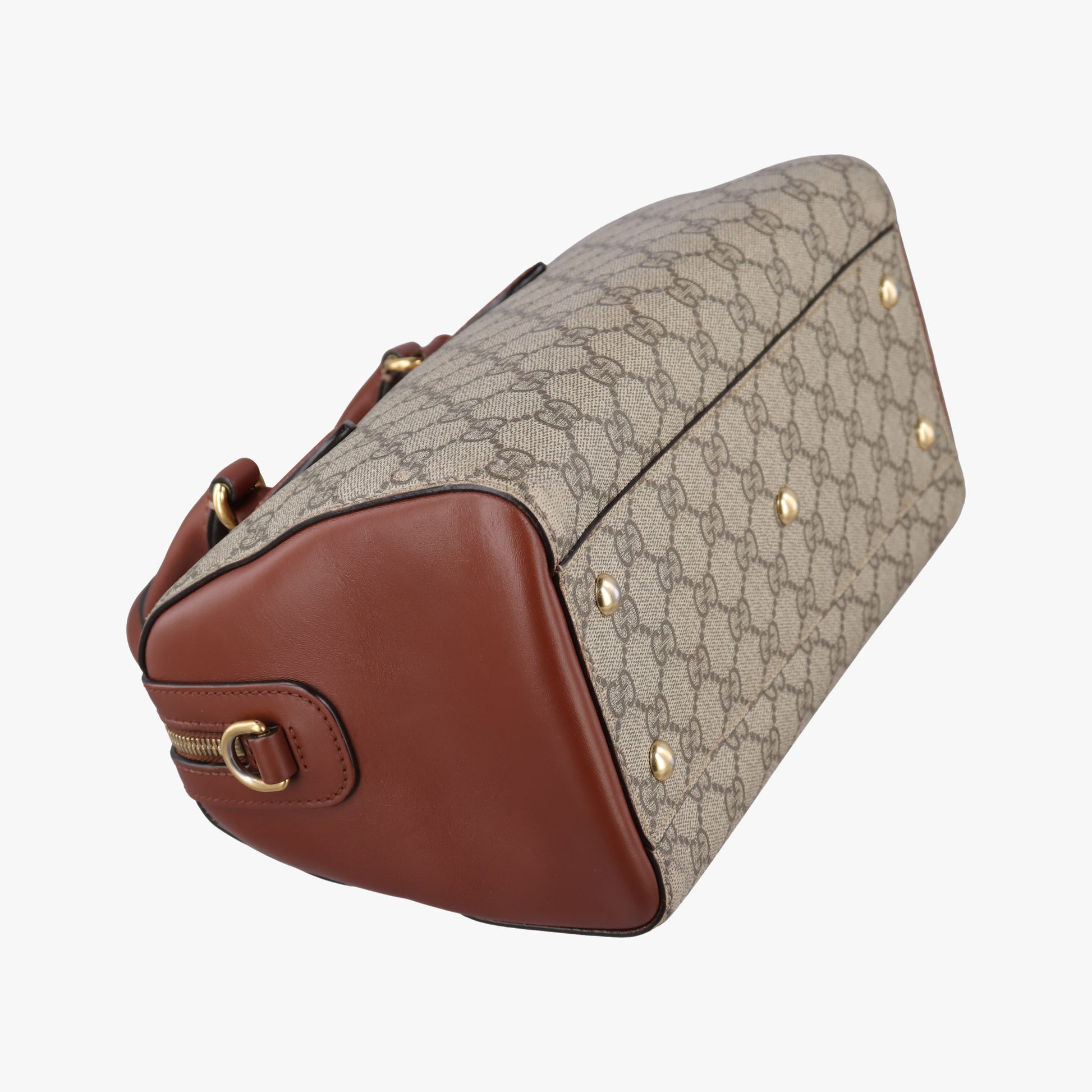 Vintage Gucci GG SUPREME beige×brown PVC coated canvas×Leather 409529 shoulderbag | stylenewstar